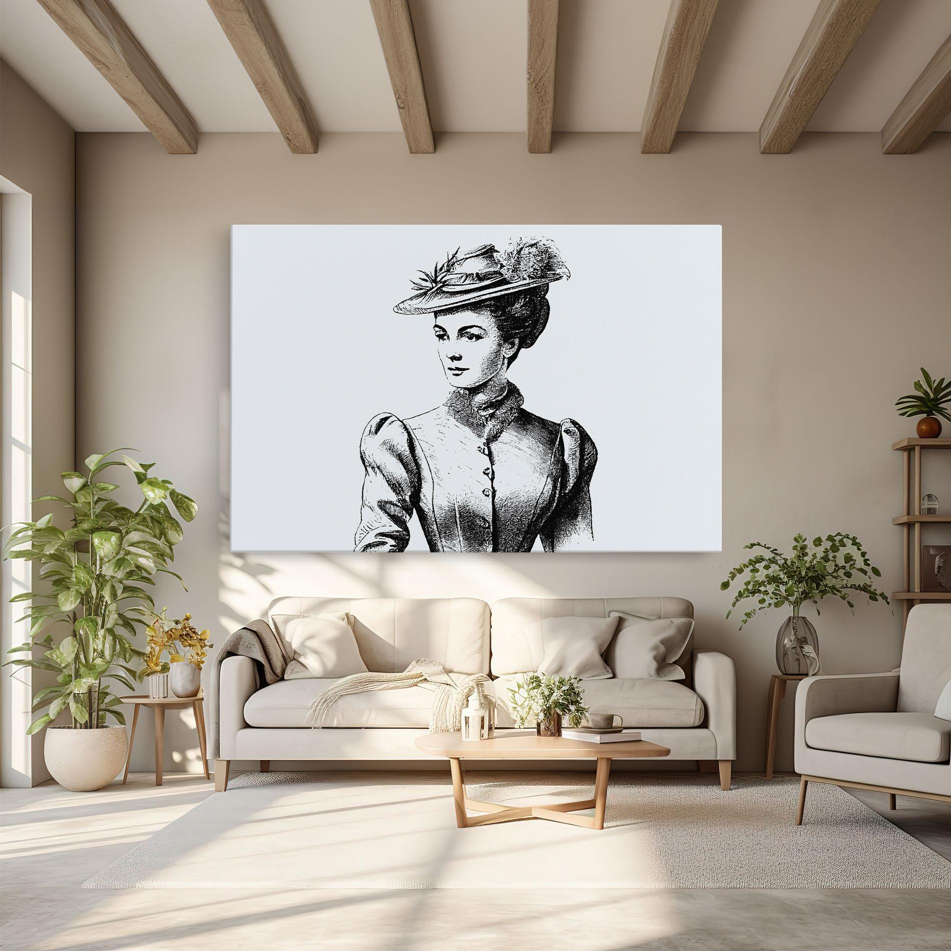 Leinwandbild Noble Lady Hat mockup 6