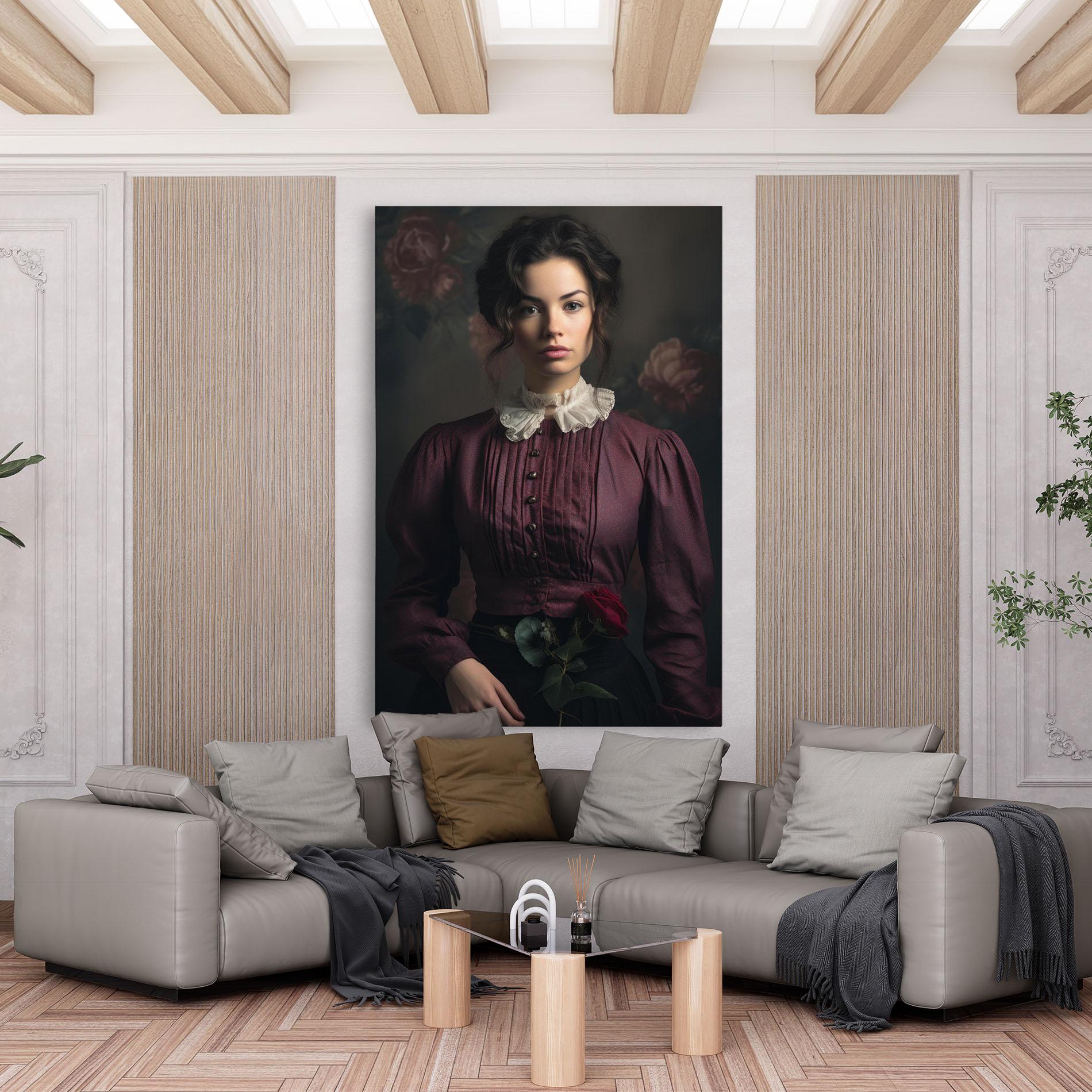 Leinwandbild Holding Vintage Rose mockup 6