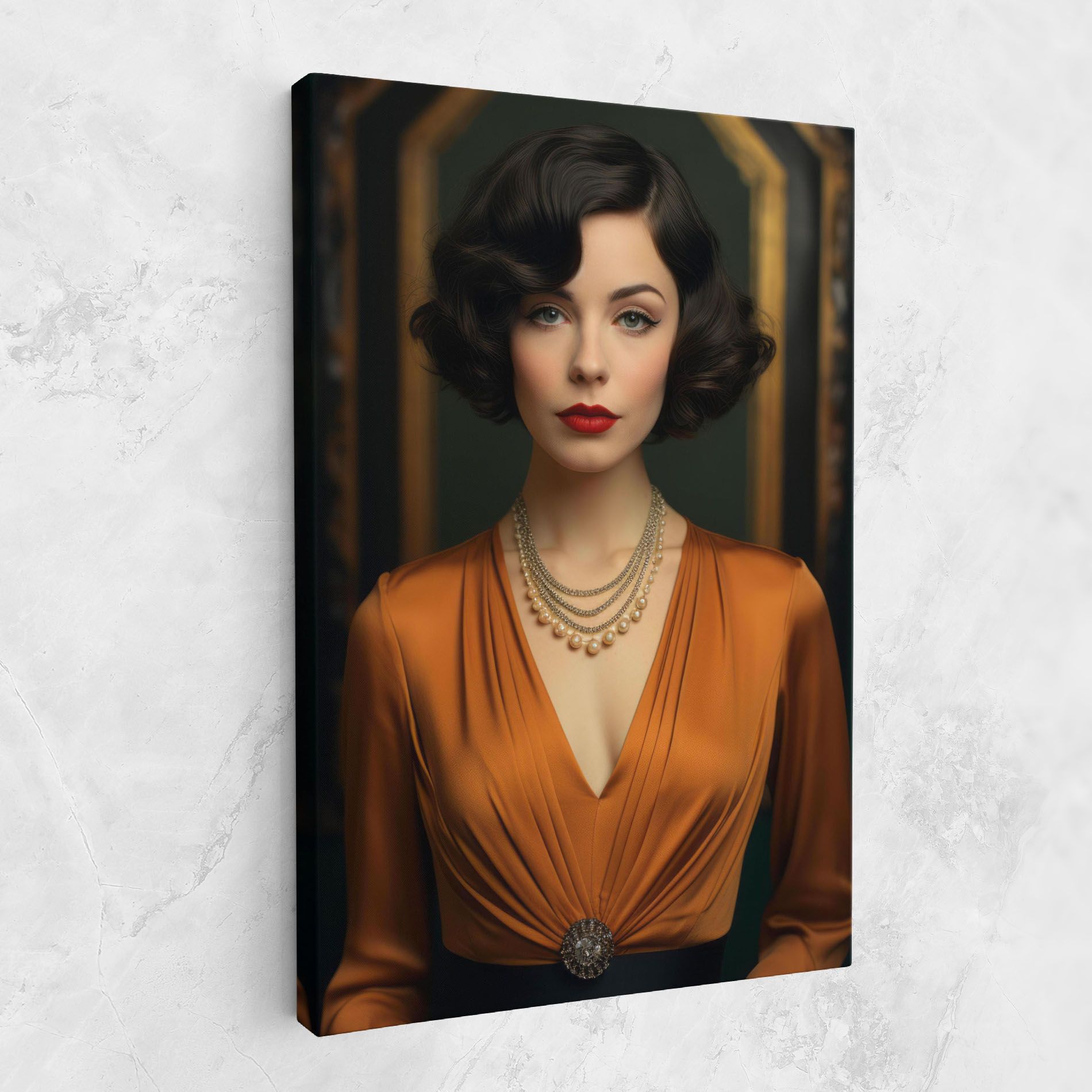 Orange Blouse Pearls mockup 1