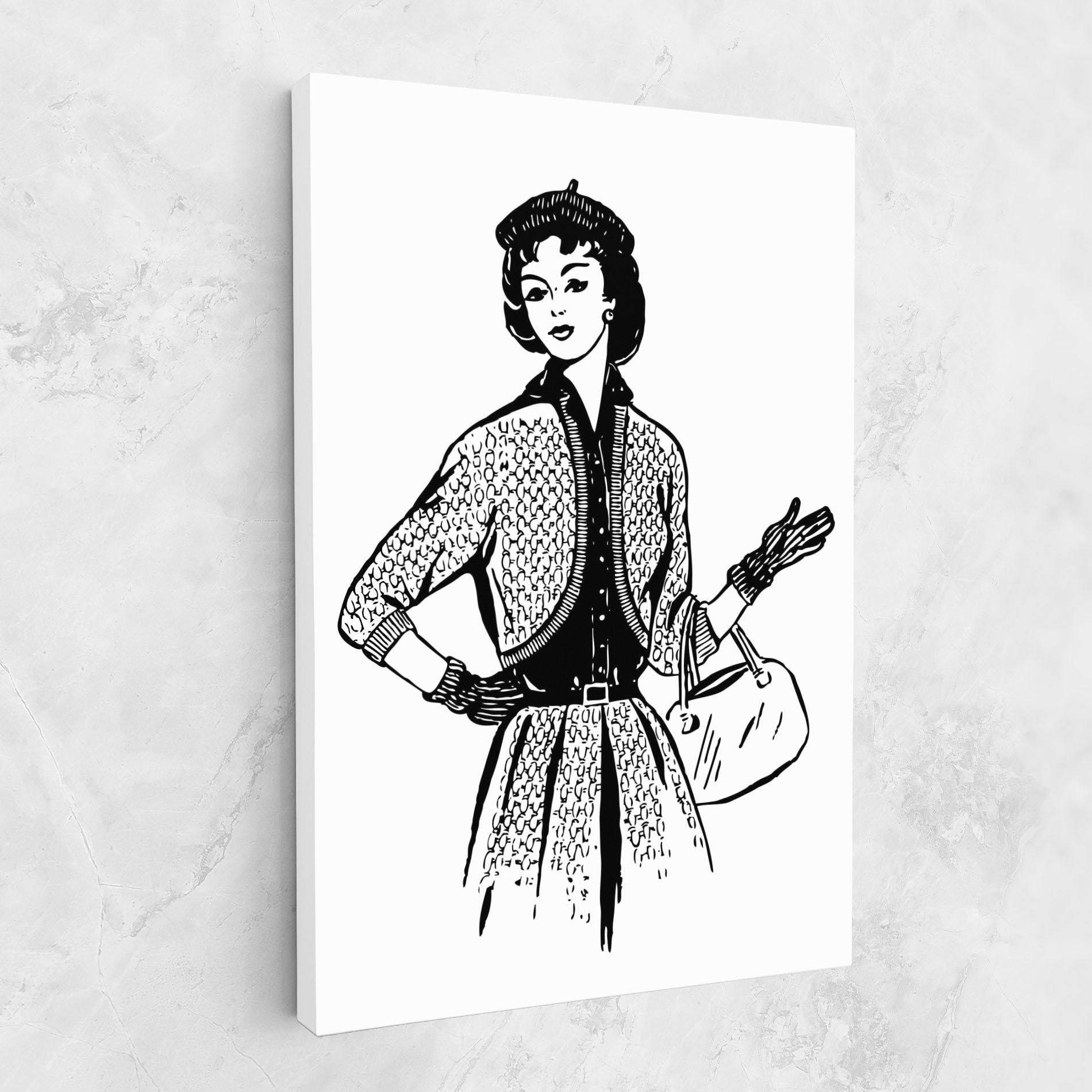 Leinwandbild Vintage Woman Line mockup 1