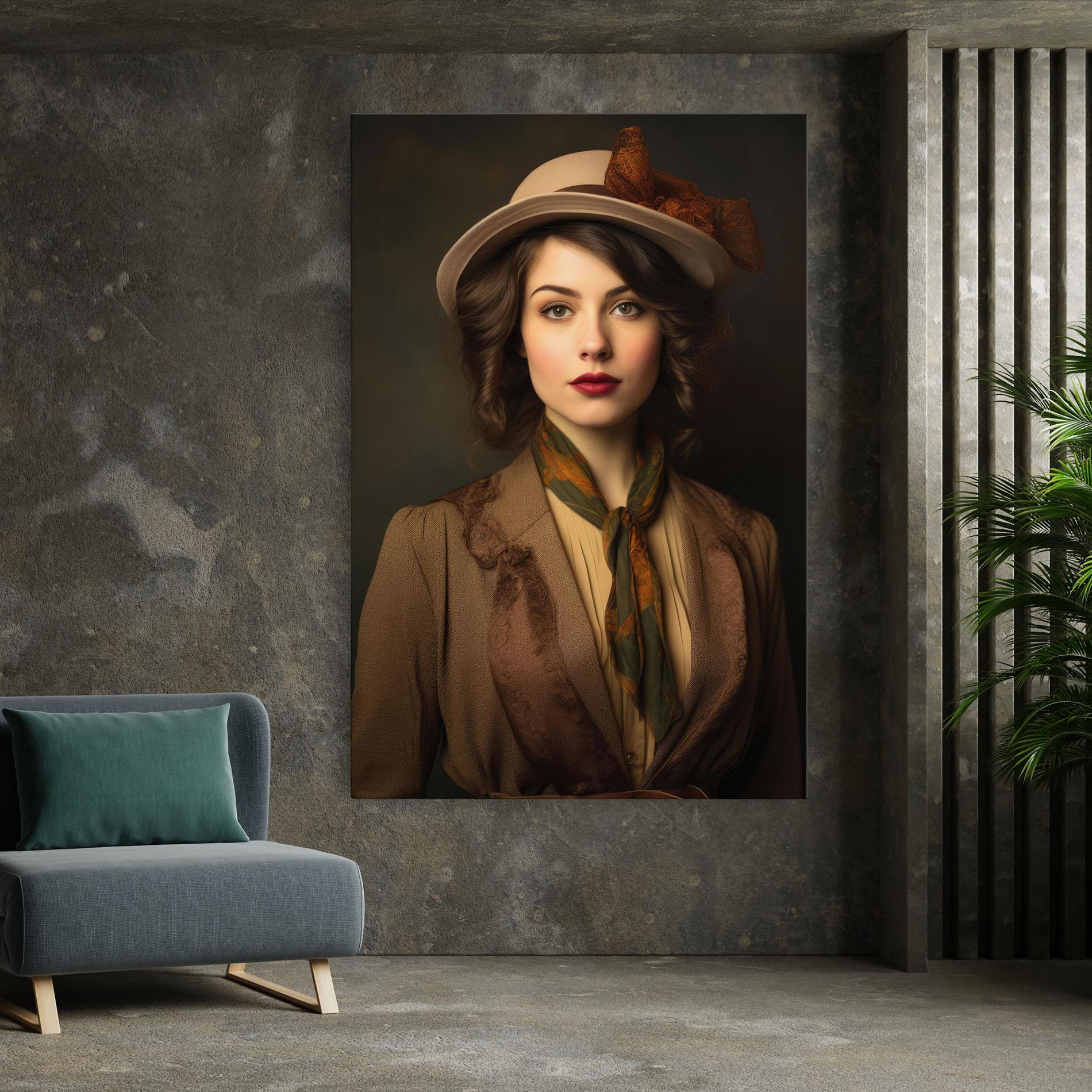 Leinwandbild Cream Vintage Hat mockup 7