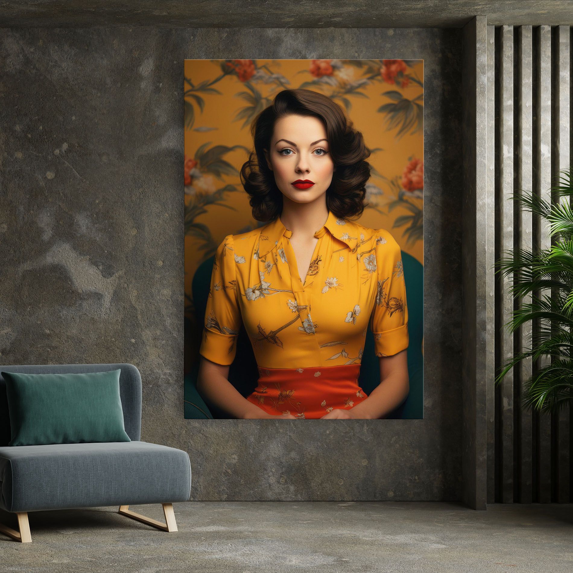 Yellow Red Dress mockup 7