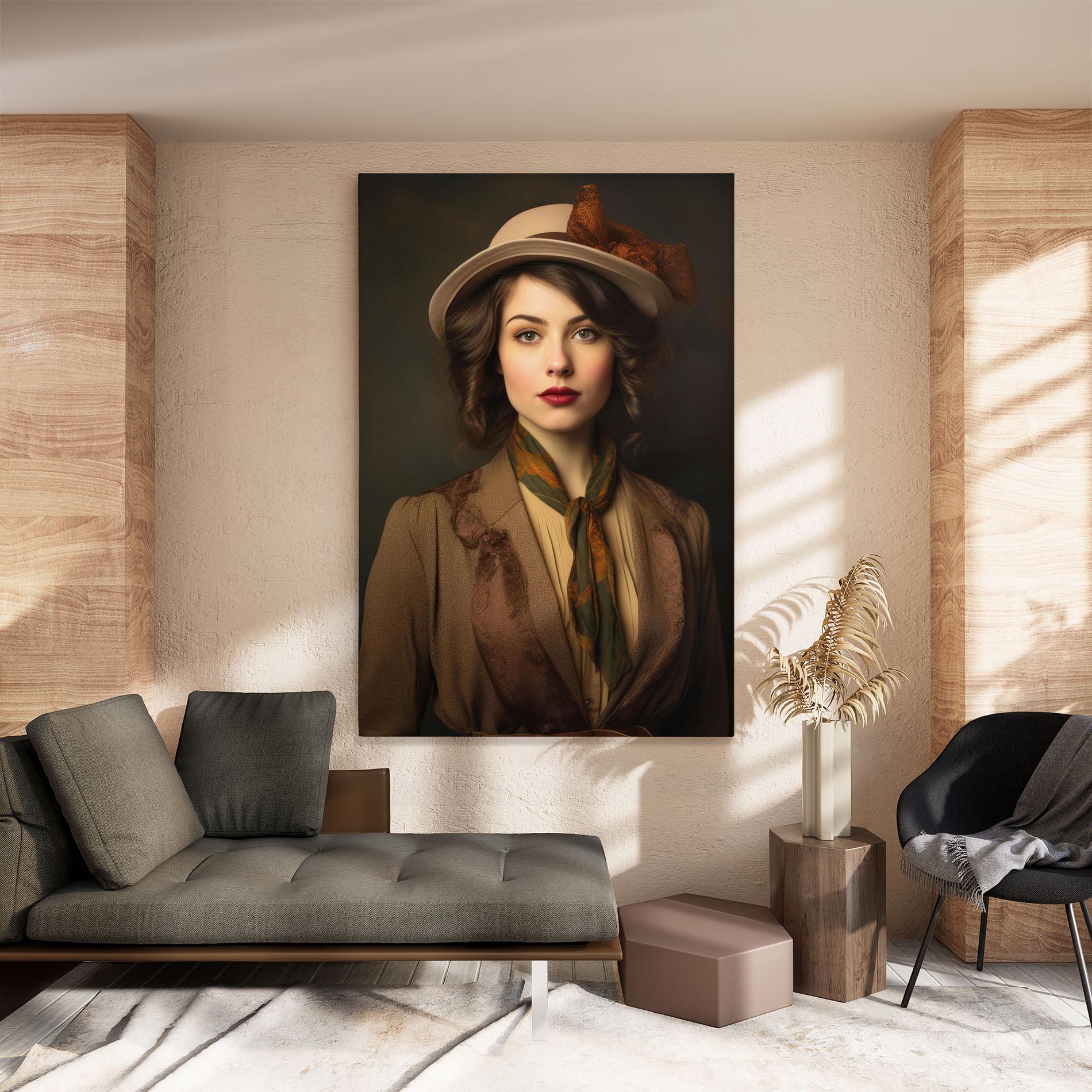 Leinwandbild Cream Vintage Hat mockup 8