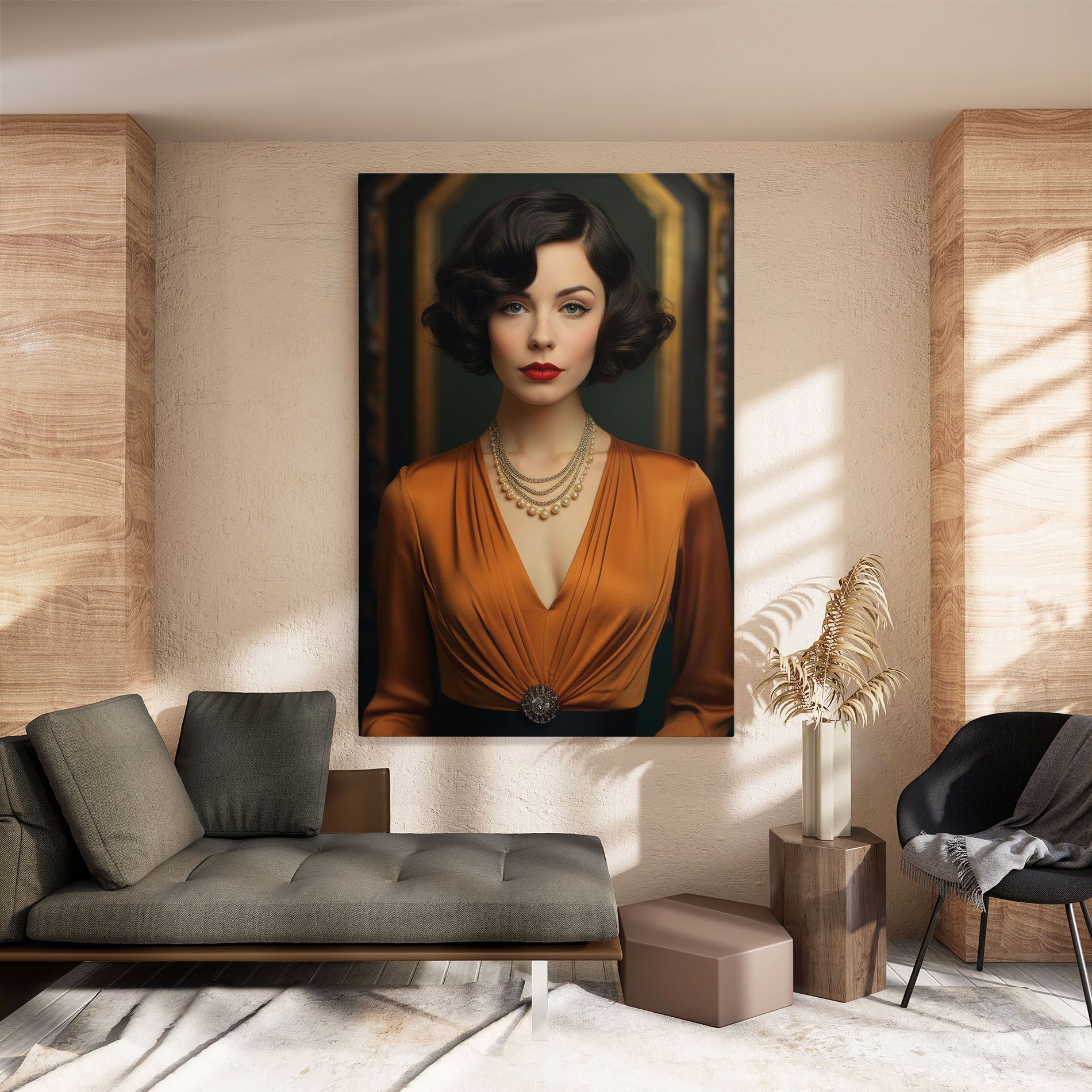 Orange Blouse Pearls mockup 8