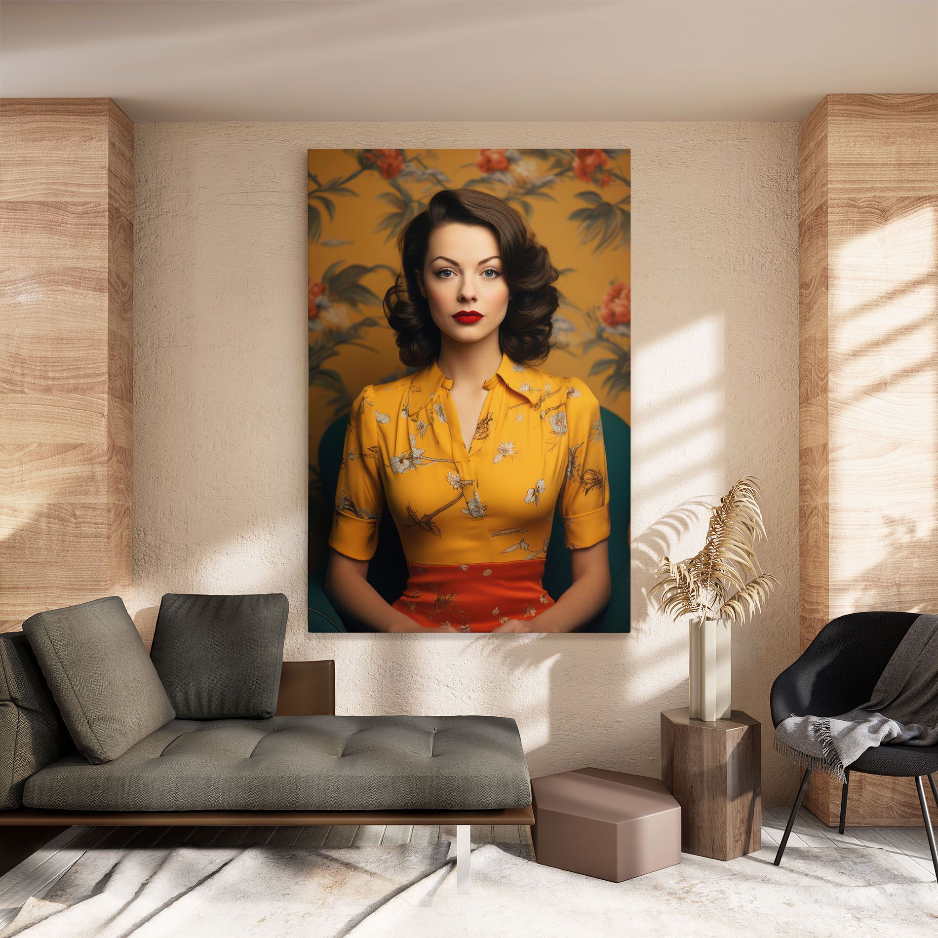 Yellow Red Dress mockup 8