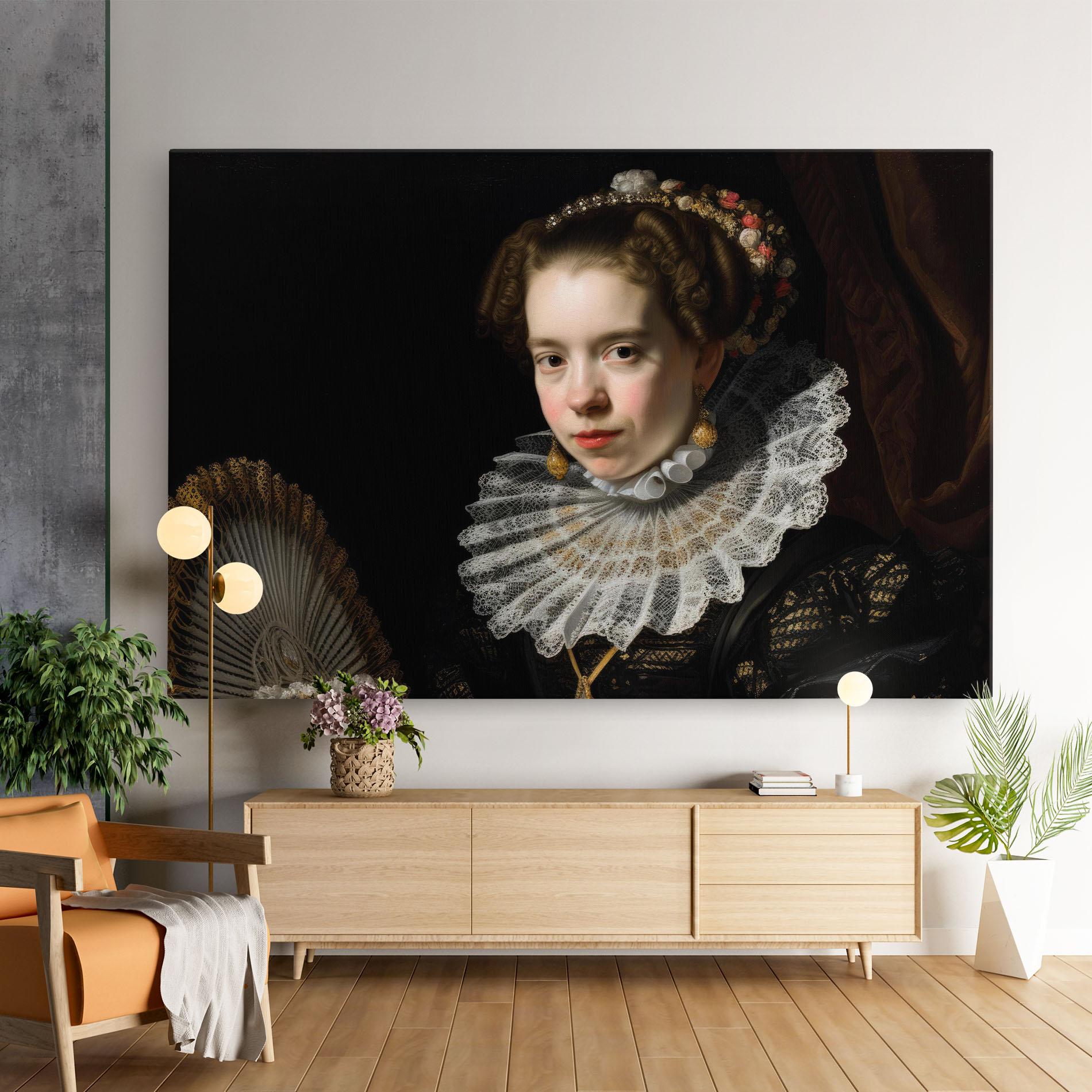 Leinwandbild Baroque Lady Portrait mockup 9