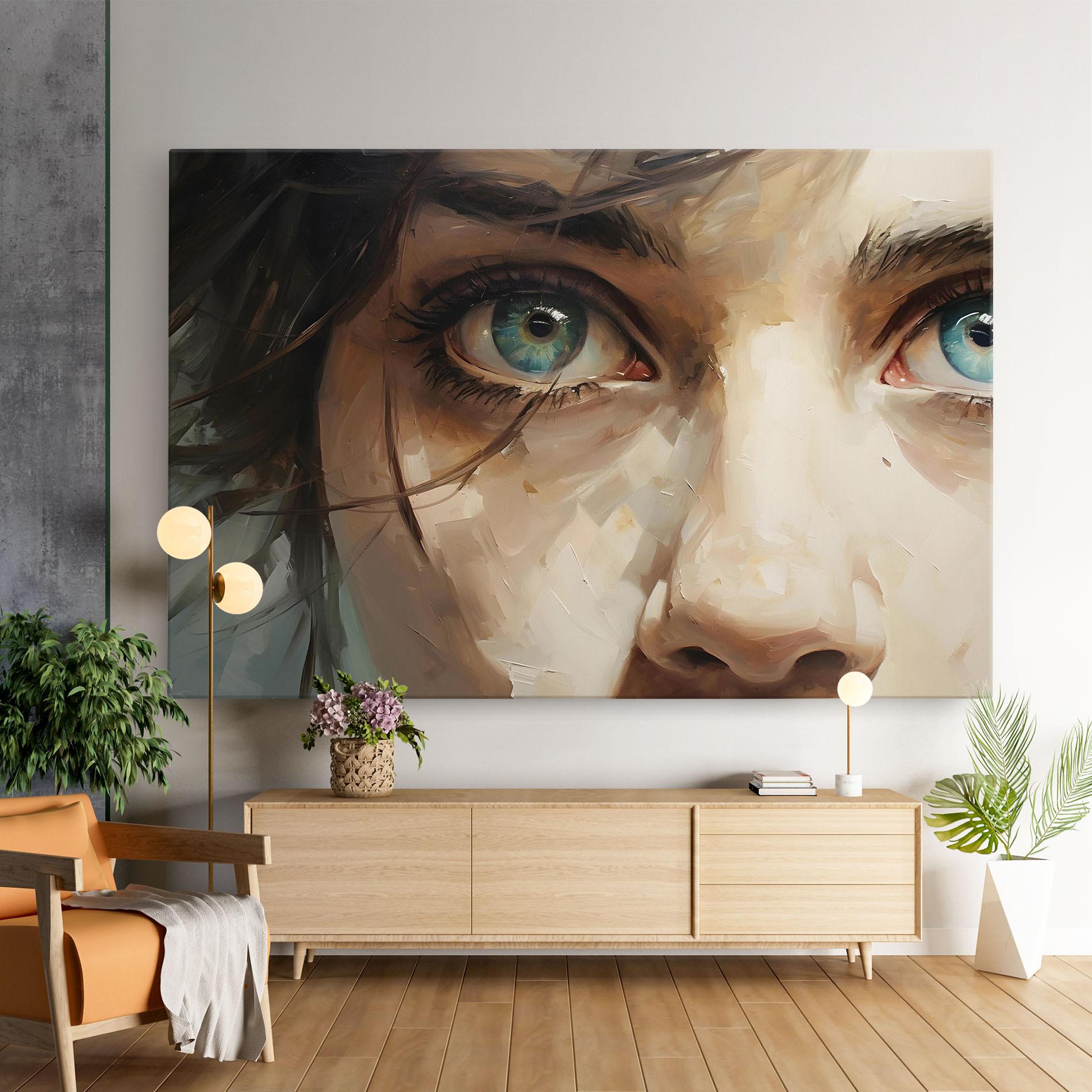 Leinwandbild Vintage Blue Eyes Art mockup 9