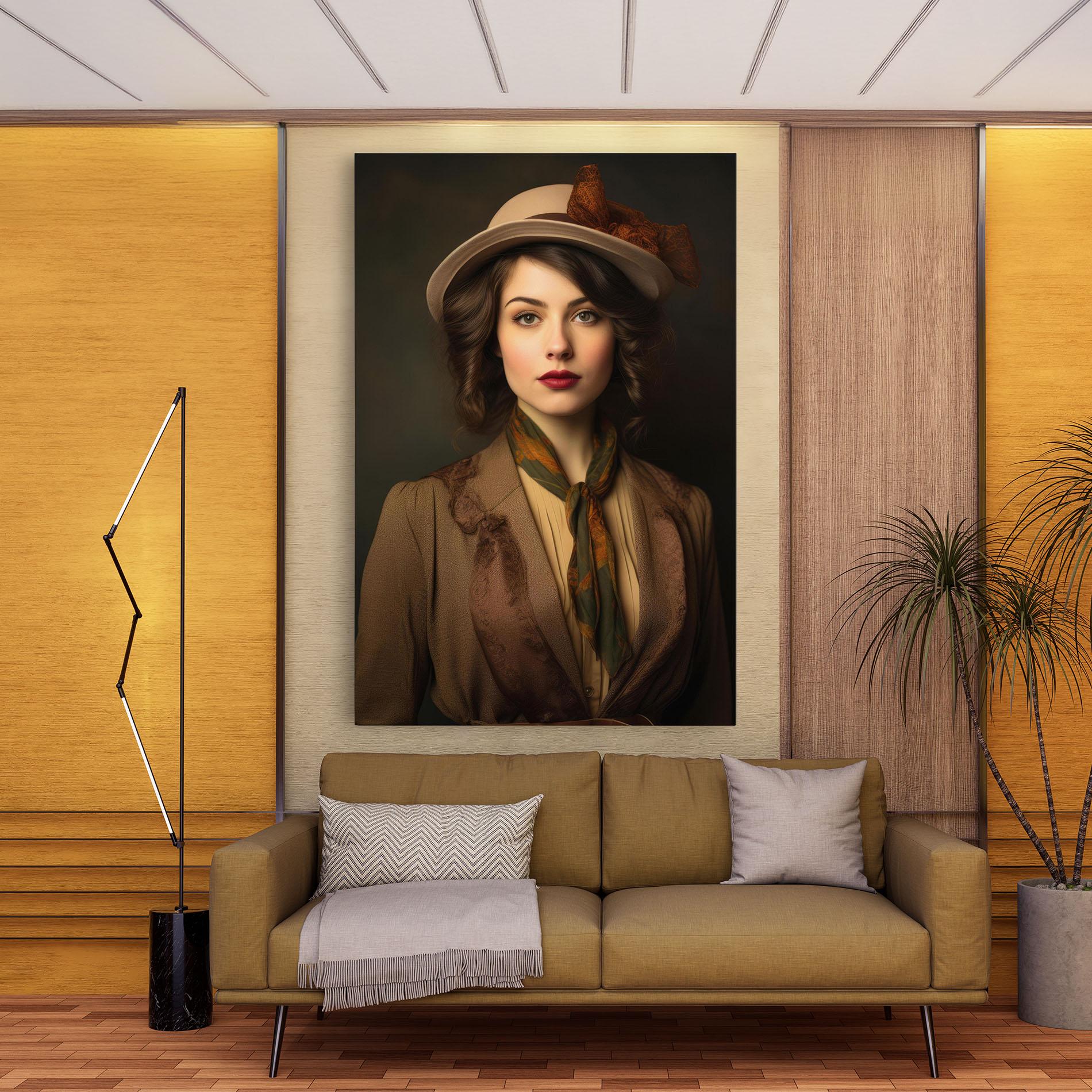 Leinwandbild Cream Vintage Hat mockup 9