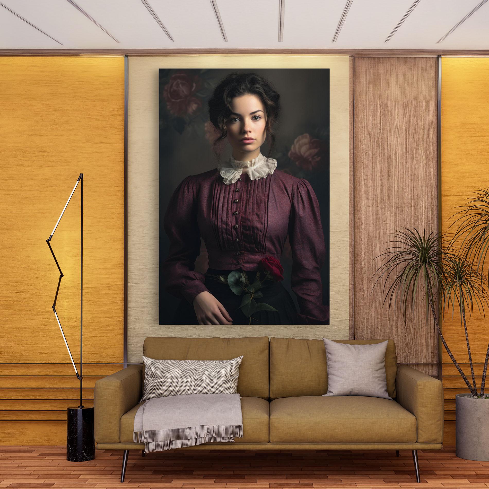 Leinwandbild Holding Vintage Rose mockup 9