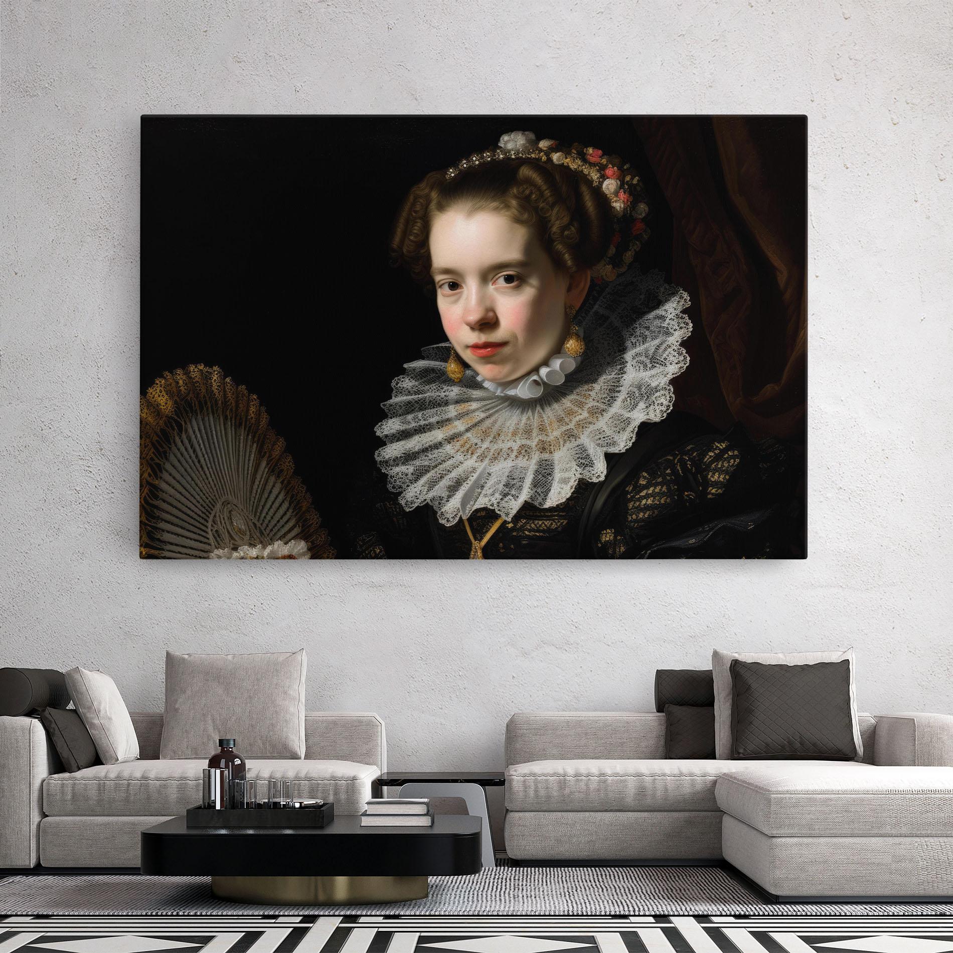 Leinwandbild Baroque Lady Portrait mockup 2