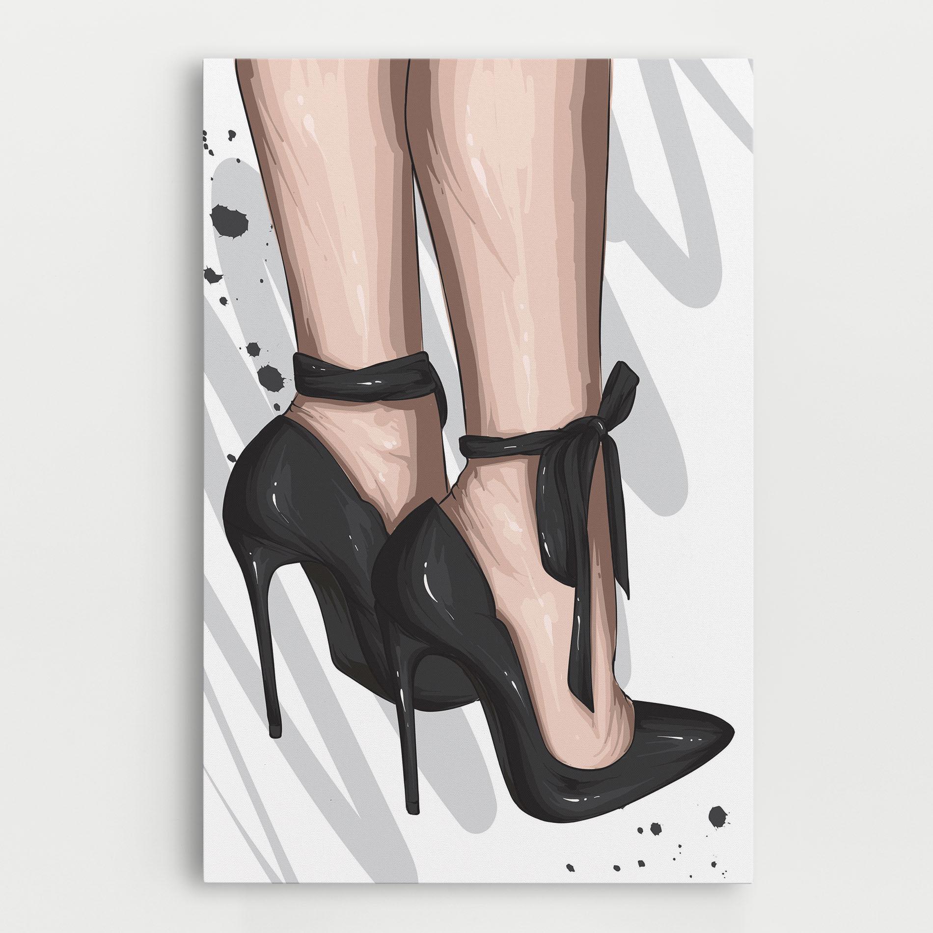 Leinwandbild Black Woman Shoes mockup 0