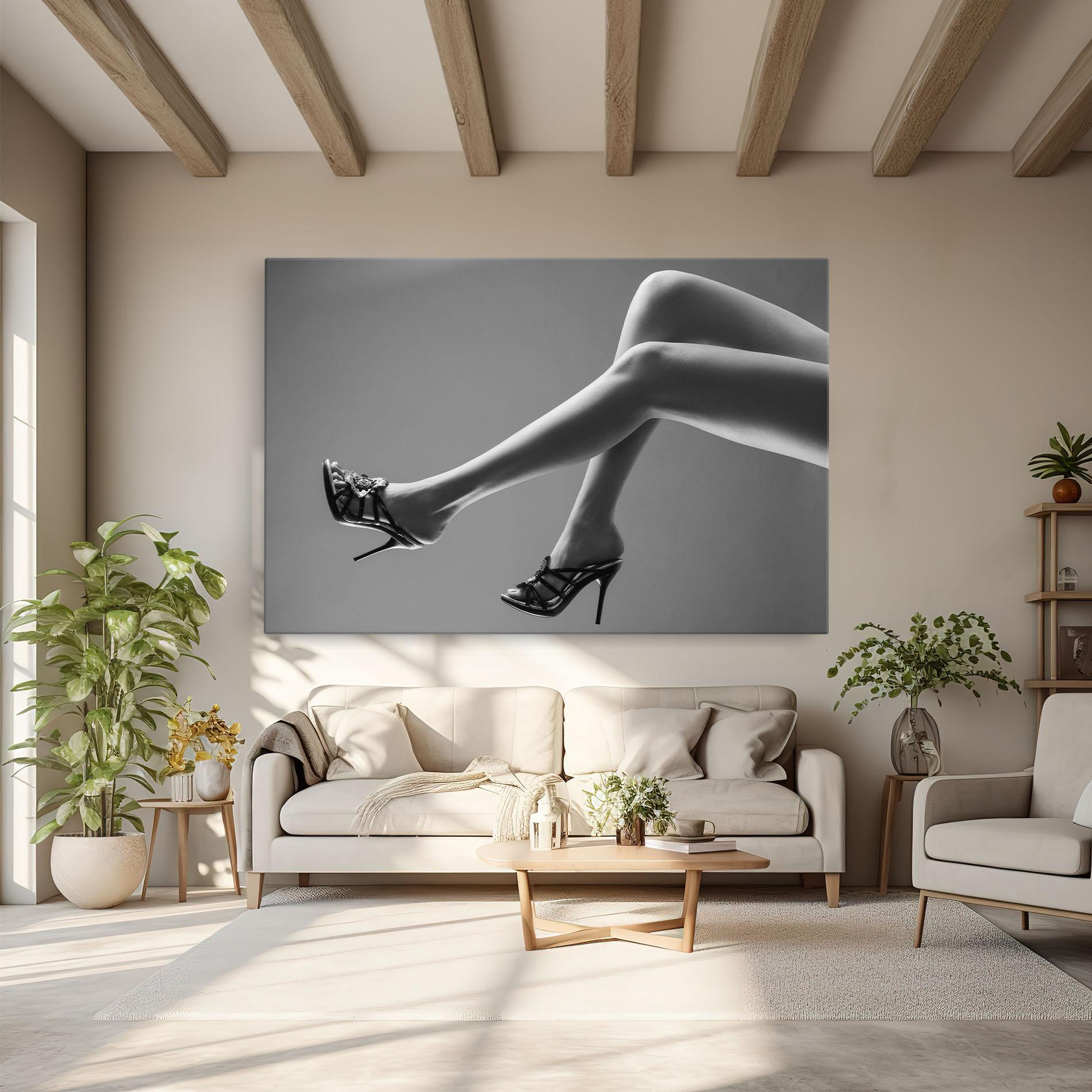 Leinwandbild Black Shoes On Grey mockup 6