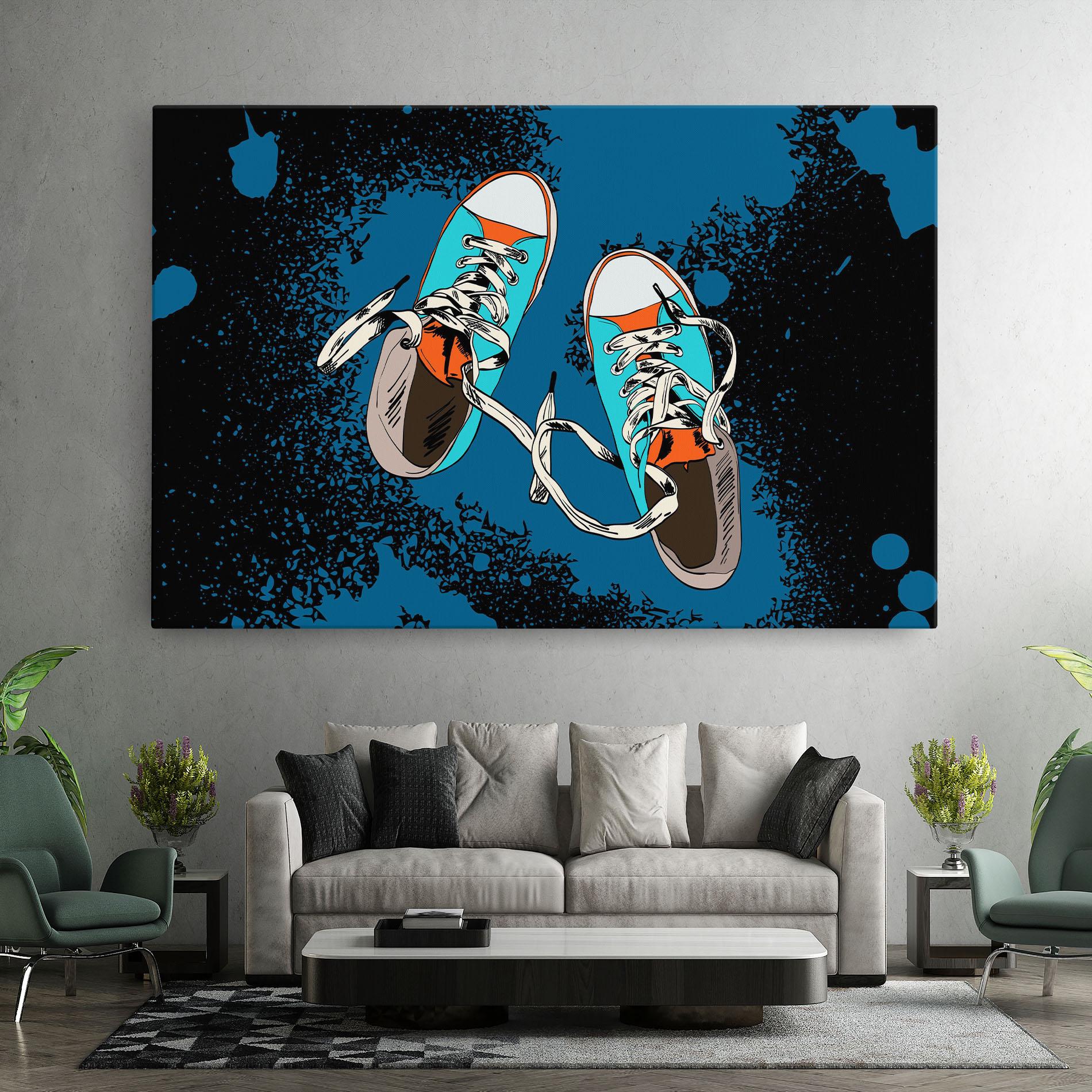 Leinwandbild Blue Shoes Splash mockup 7