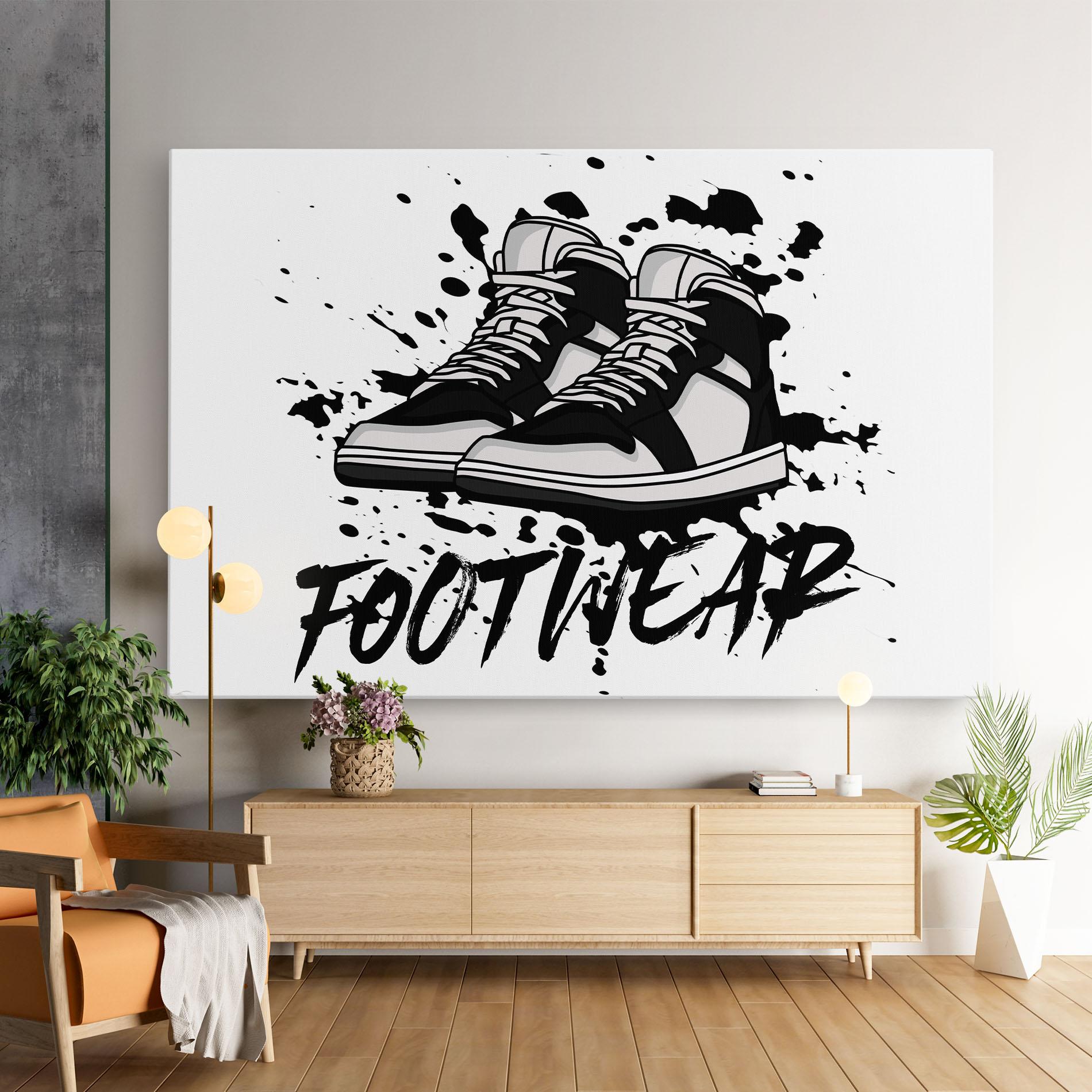 Leinwandbild Black Footwear mockup 9