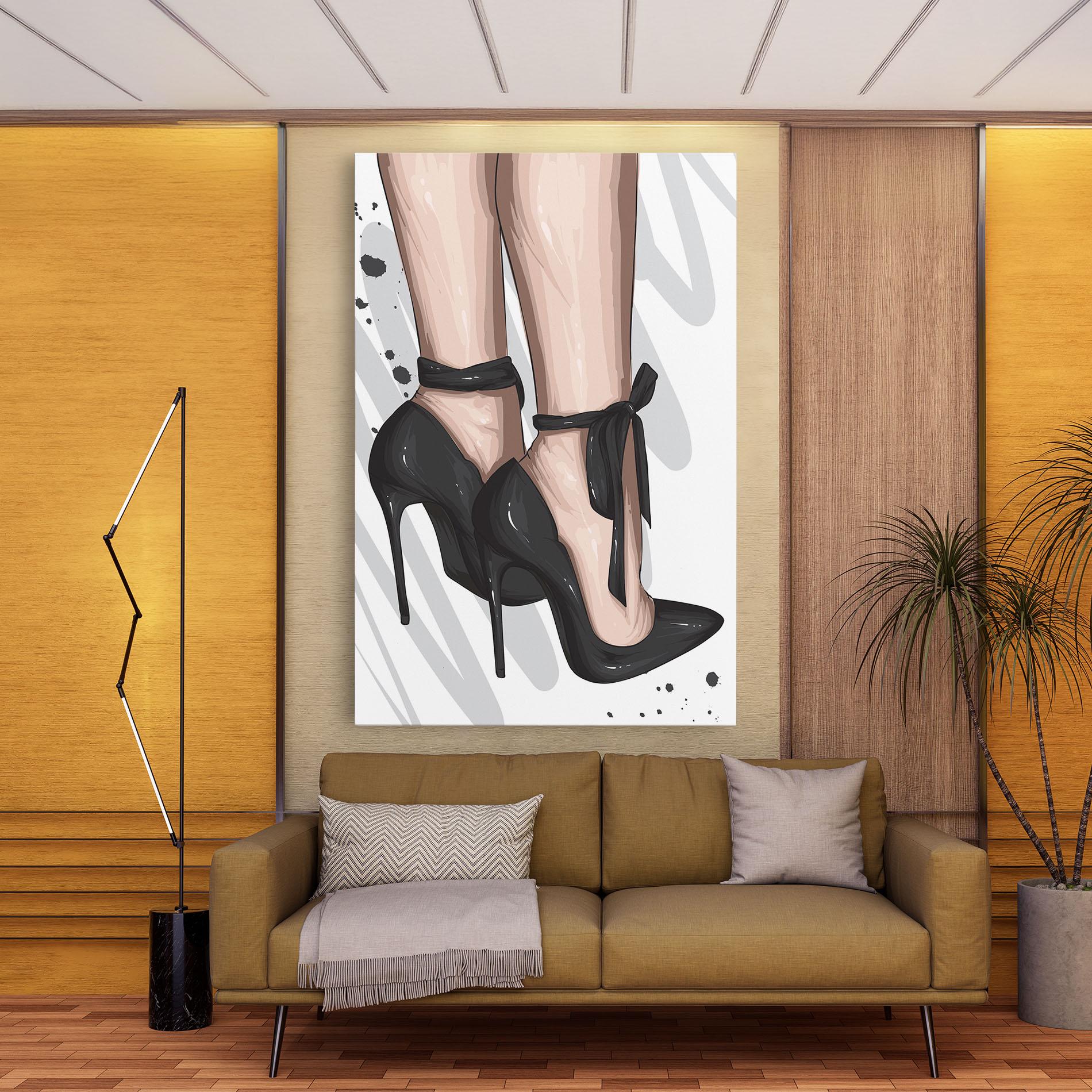 Leinwandbild Black Woman Shoes mockup 9