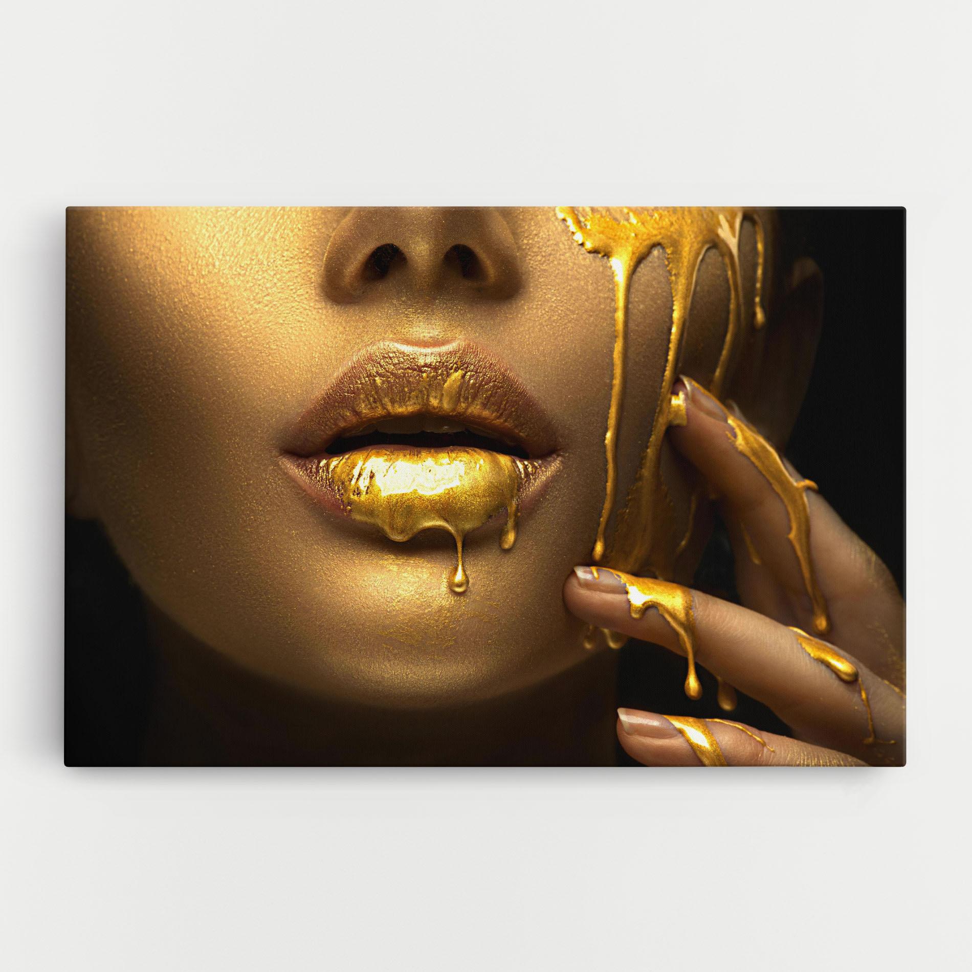 Leinwandbild Golden Lips mockup 0