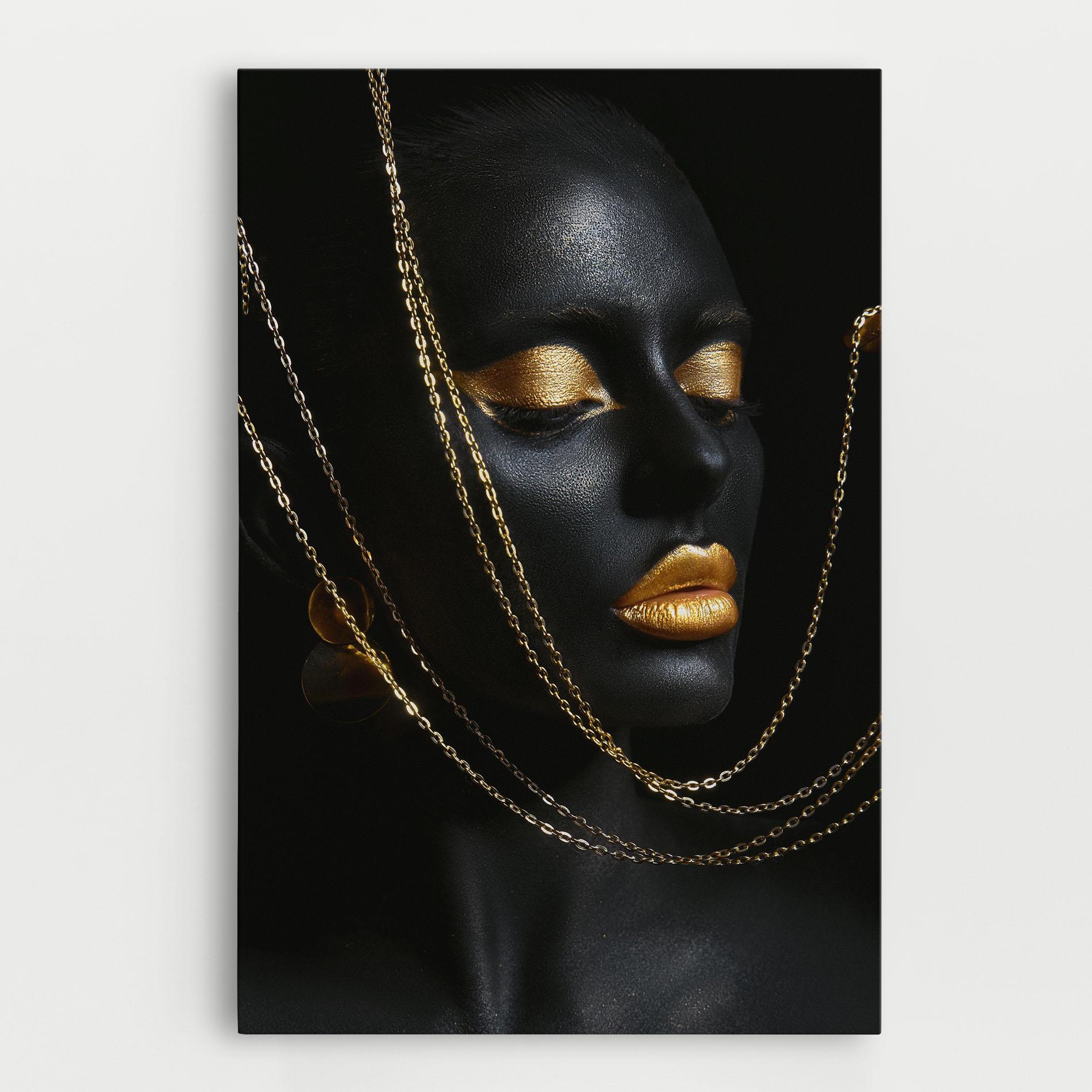 Leinwandbild Chain Gold Lips mockup 0