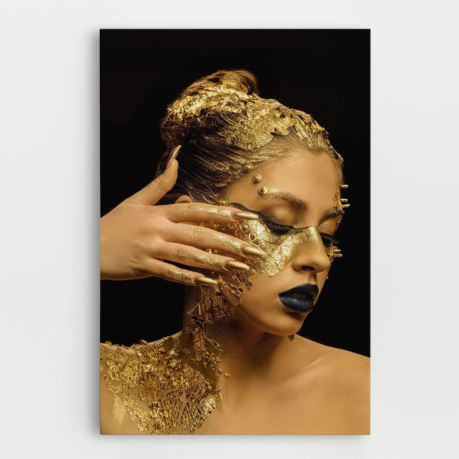Leinwandbild Festive Golden Makeup mockup 0