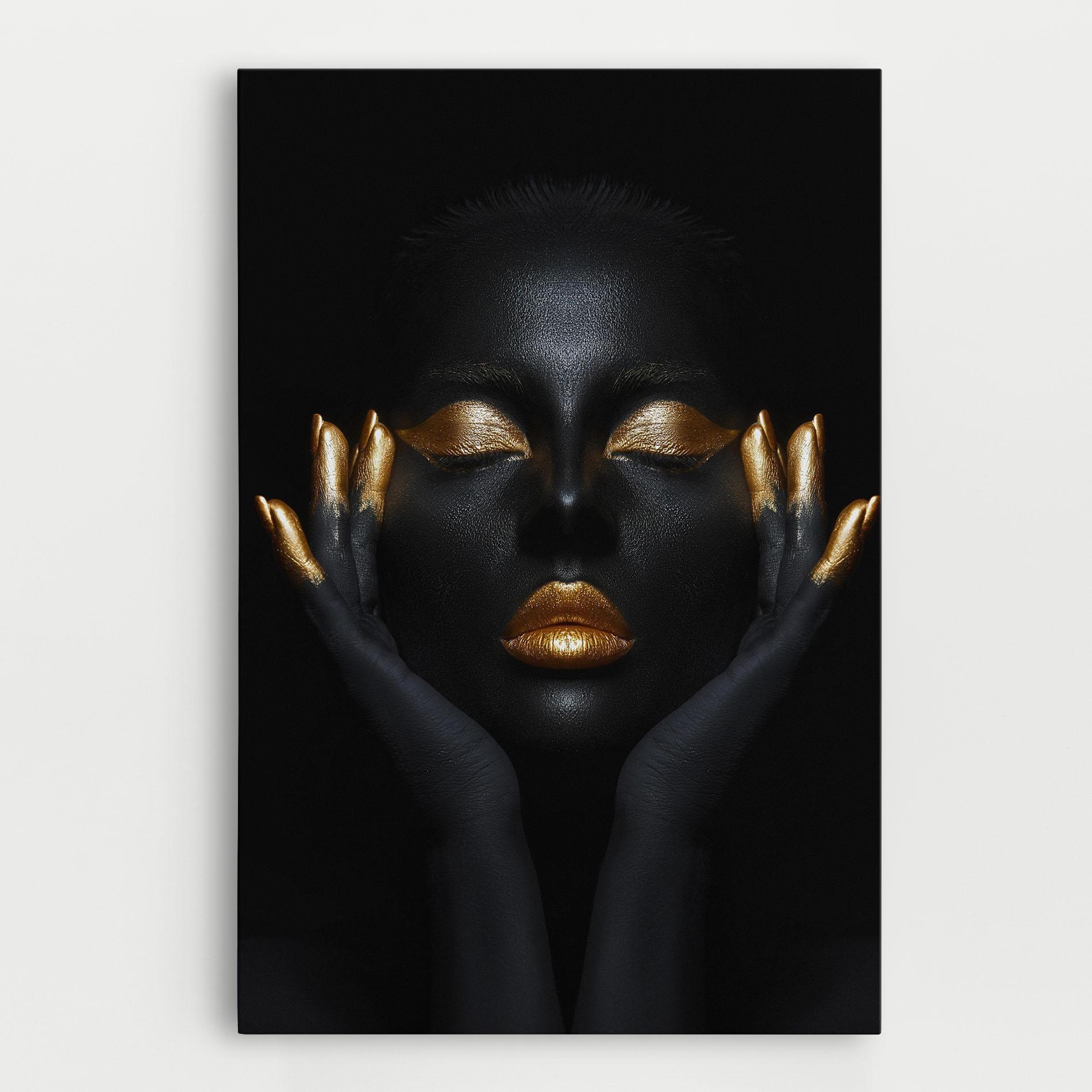 Leinwandbild Fingertips Gold Makeup mockup 0