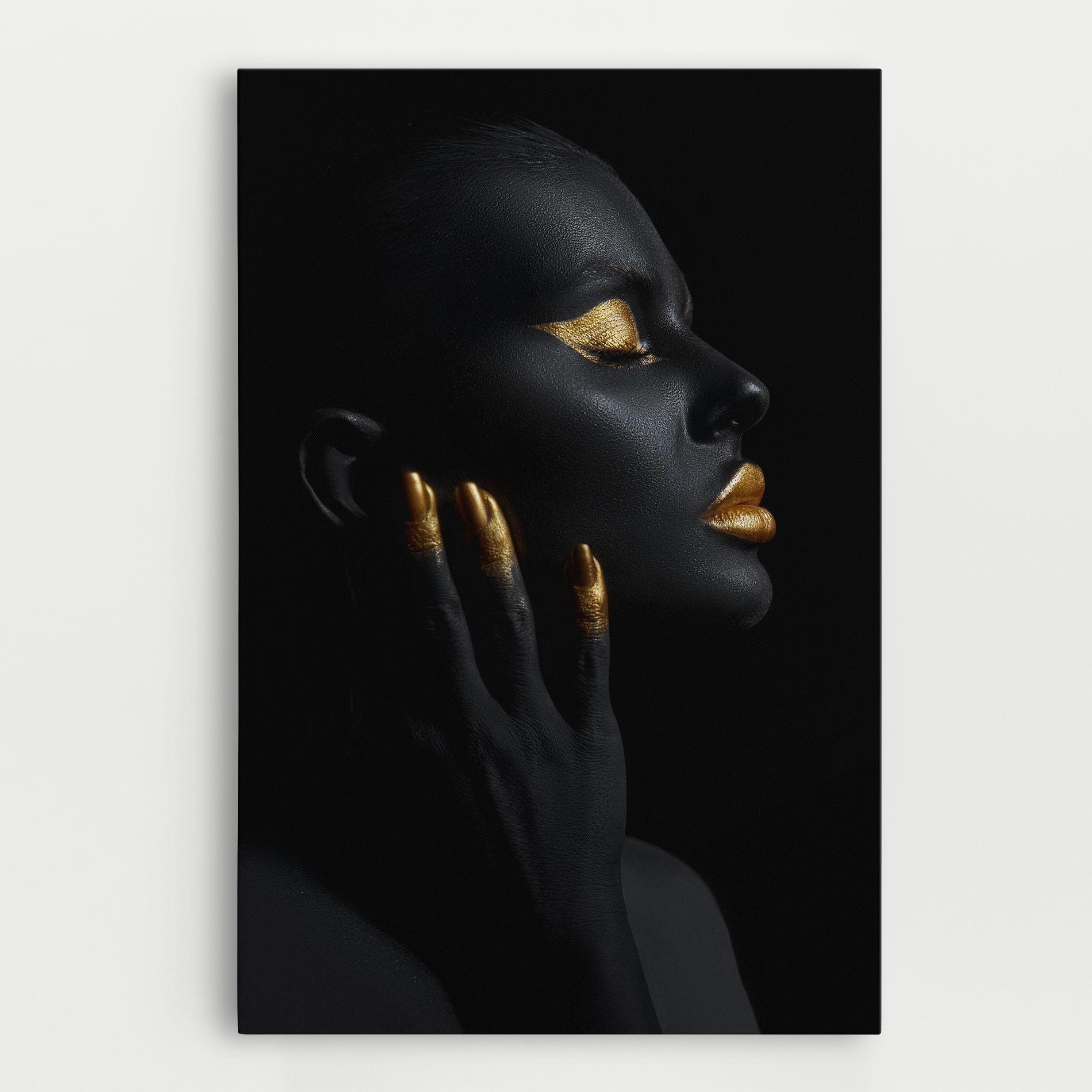 Leinwandbild Gold Black Paint mockup 0