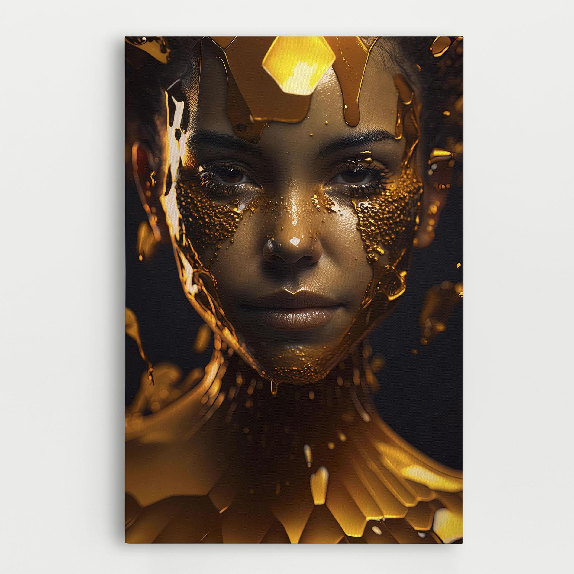 Leinwandbild Gold Honeycomb Girl mockup 0