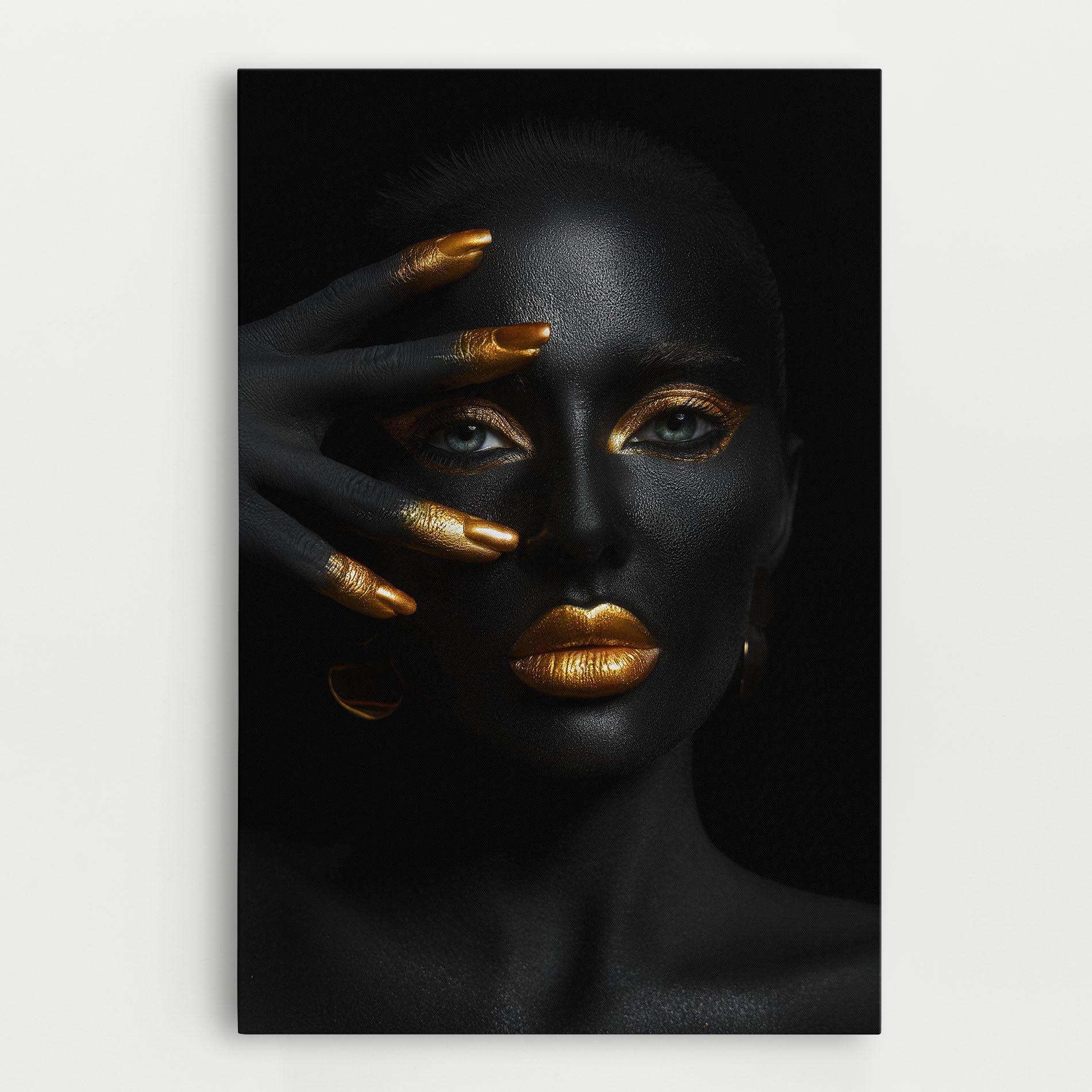 Leinwandbild Gold Makeup Nails mockup 0