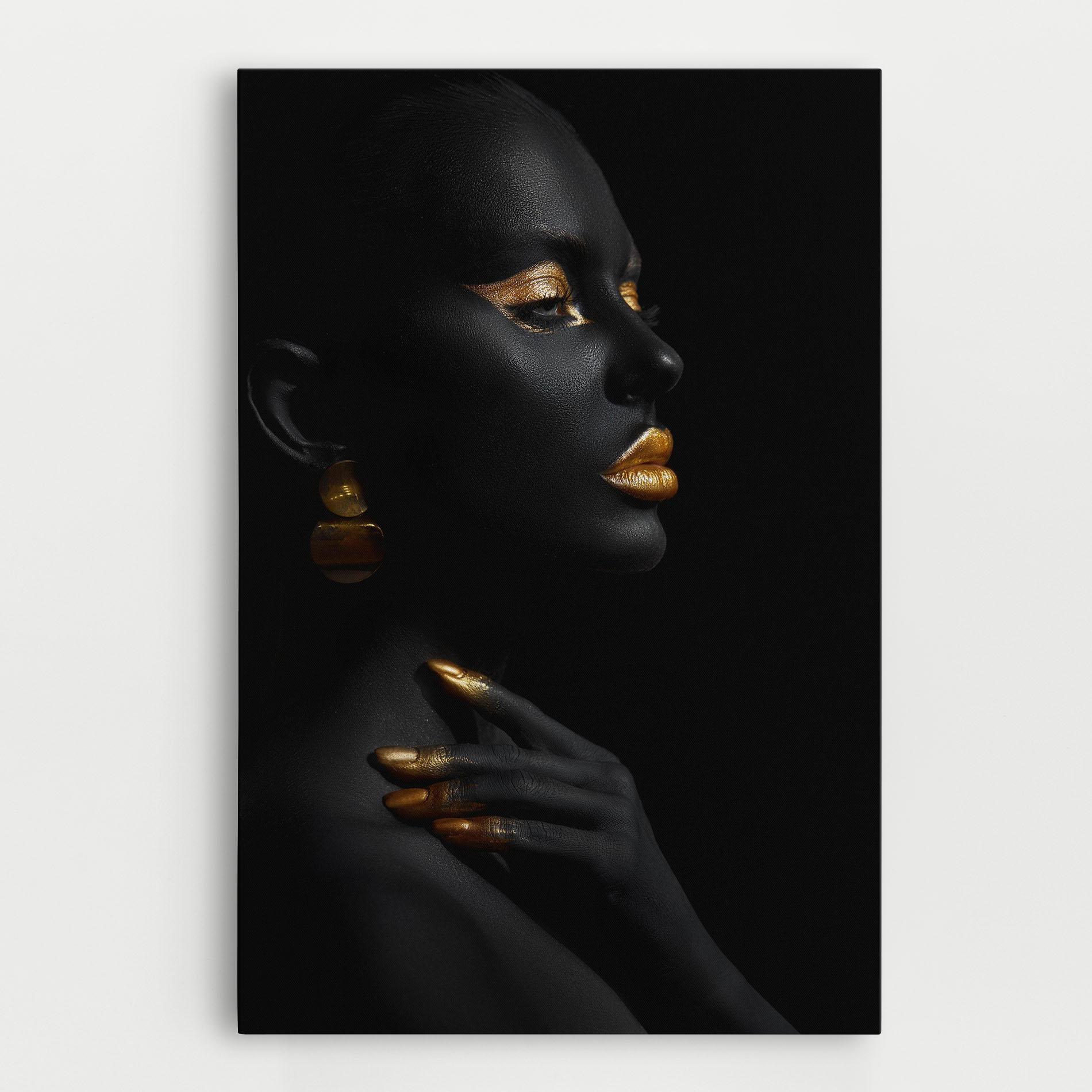 Leinwandbild Lips Gold Eyelids mockup 0