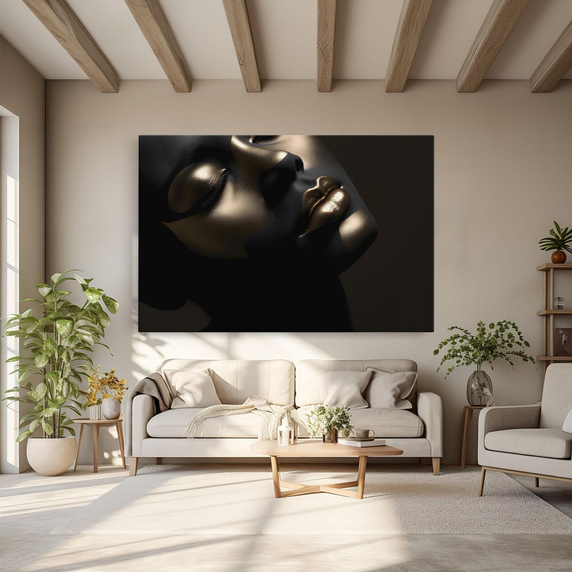 Leinwandbild Dark Gold Face mockup 6