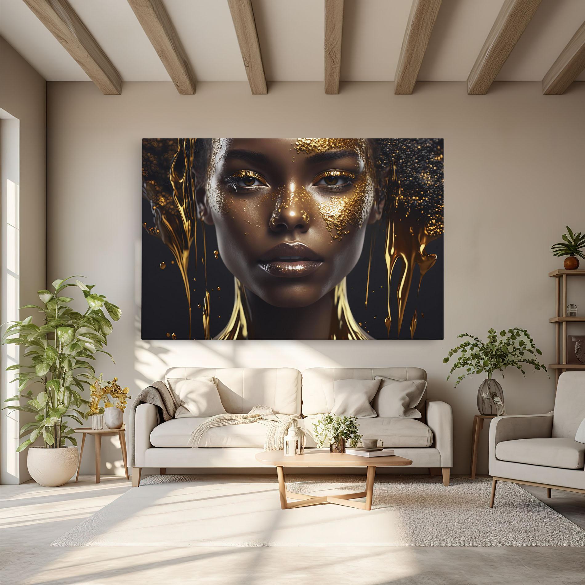 Leinwandbild Gold Portrait Falling mockup 6