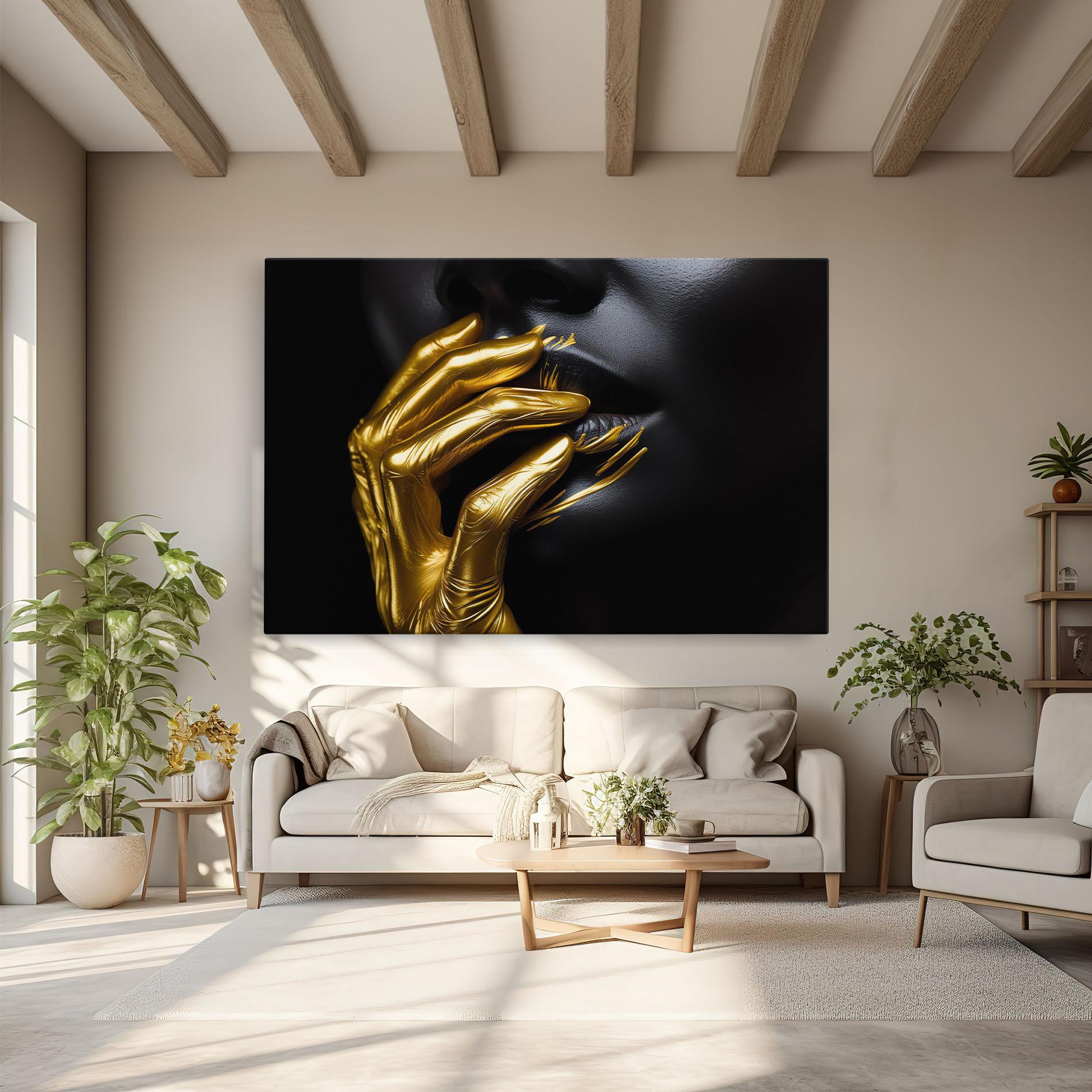 Leinwandbild Gold Small Hand mockup 6