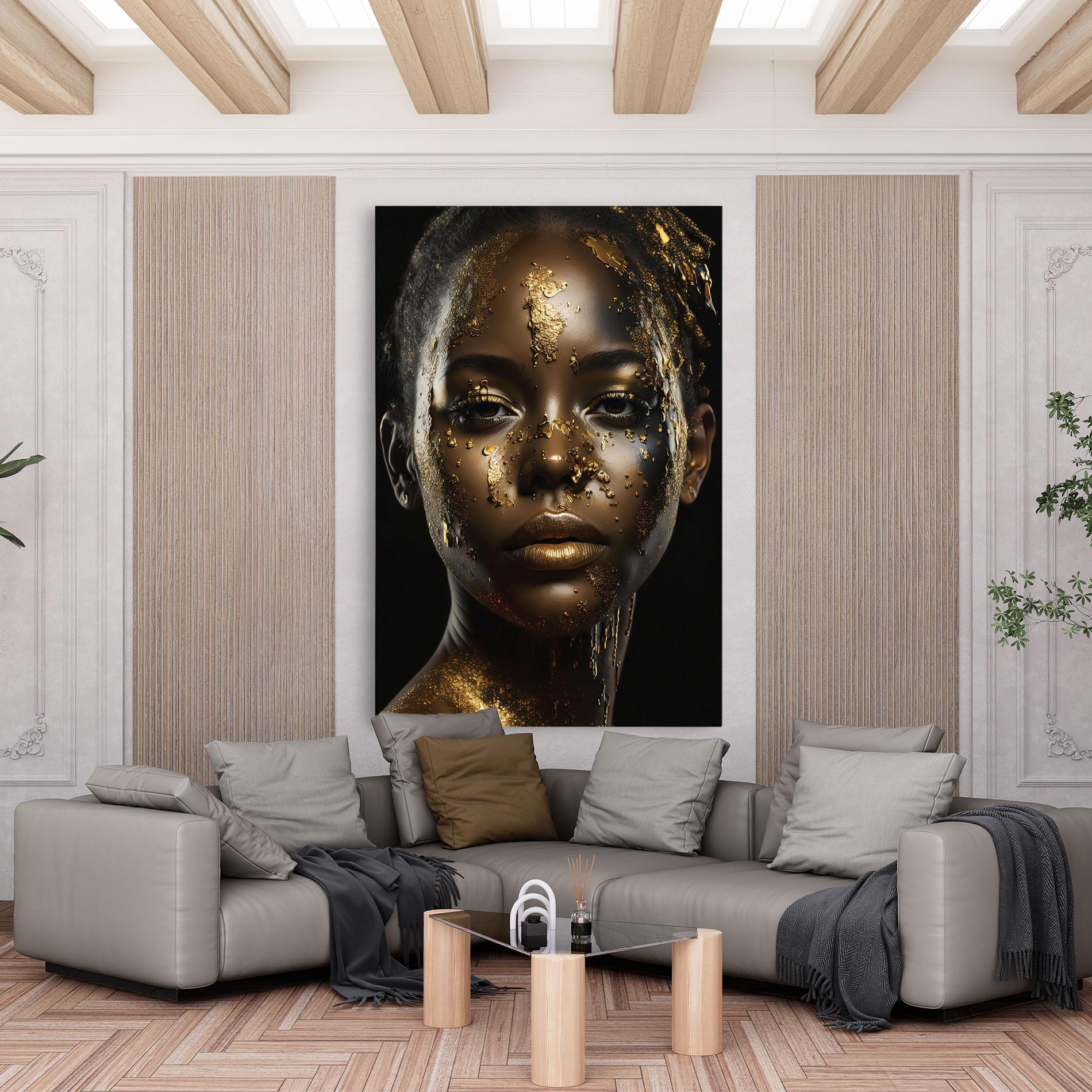 Leinwandbild Attractive Gold Woman mockup 6