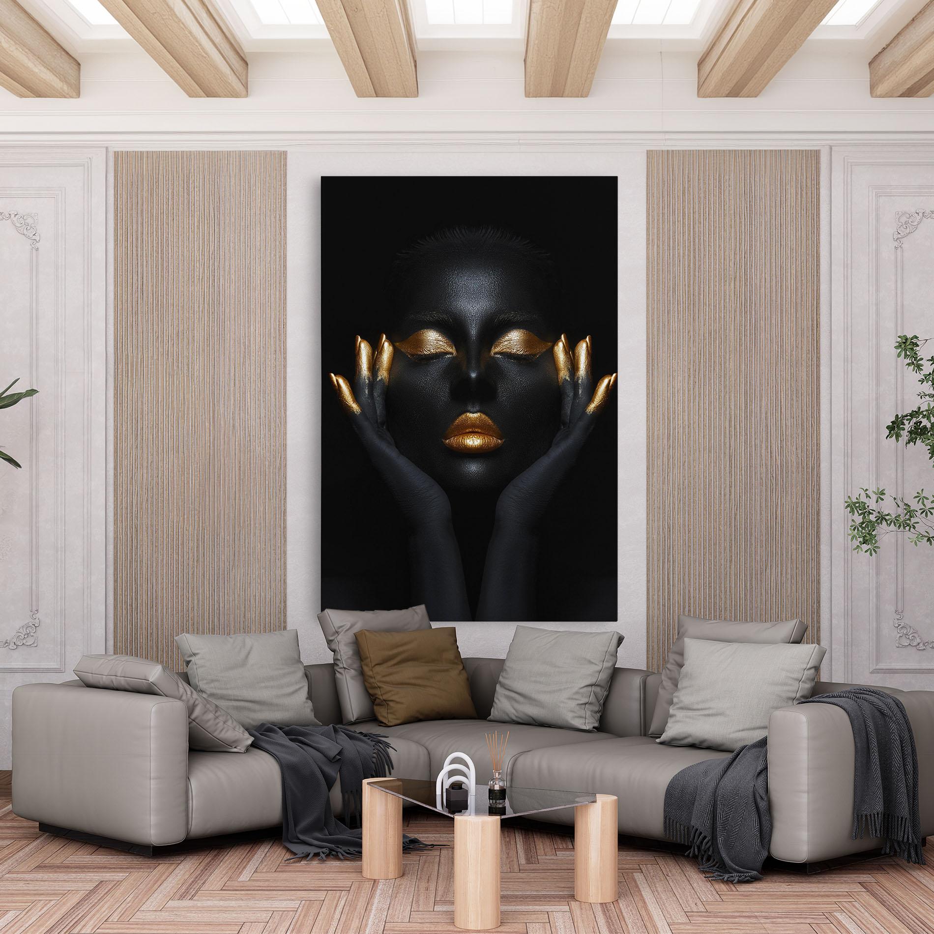 Leinwandbild Fingertips Gold Makeup mockup 6