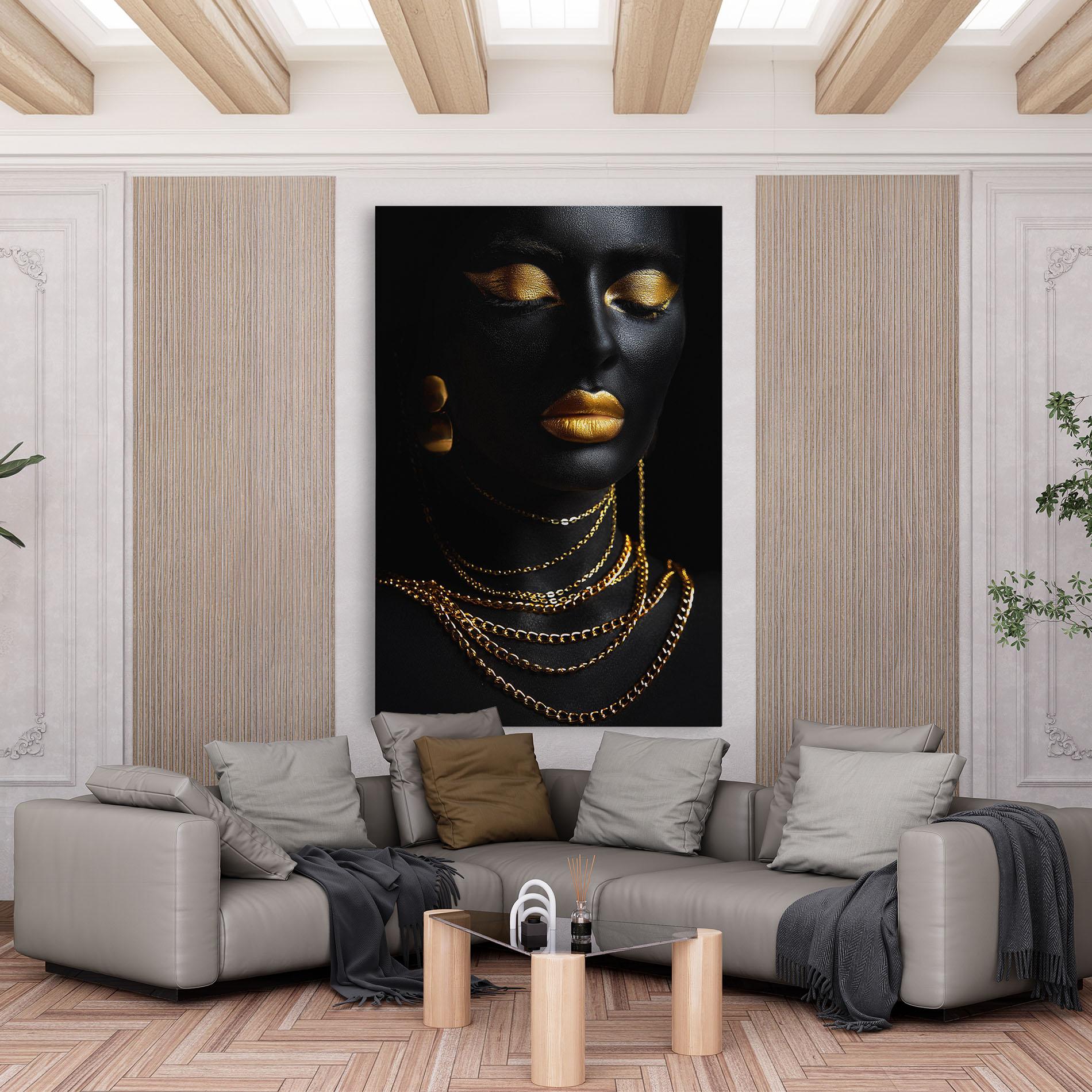 Leinwandbild Gold Makeup Lips mockup 6