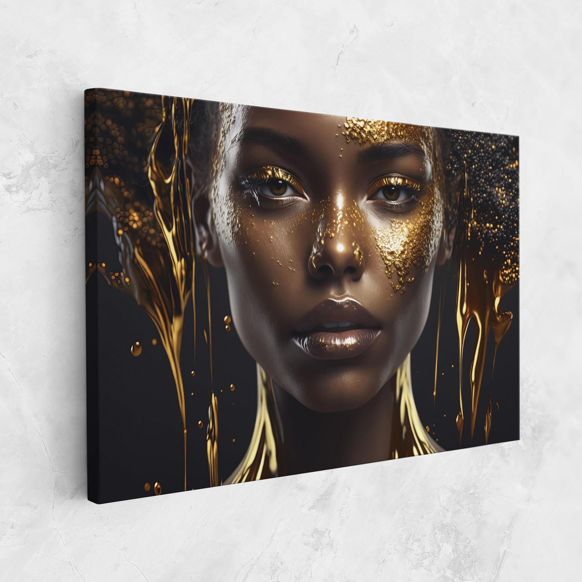Leinwandbild Gold Portrait Falling mockup 1