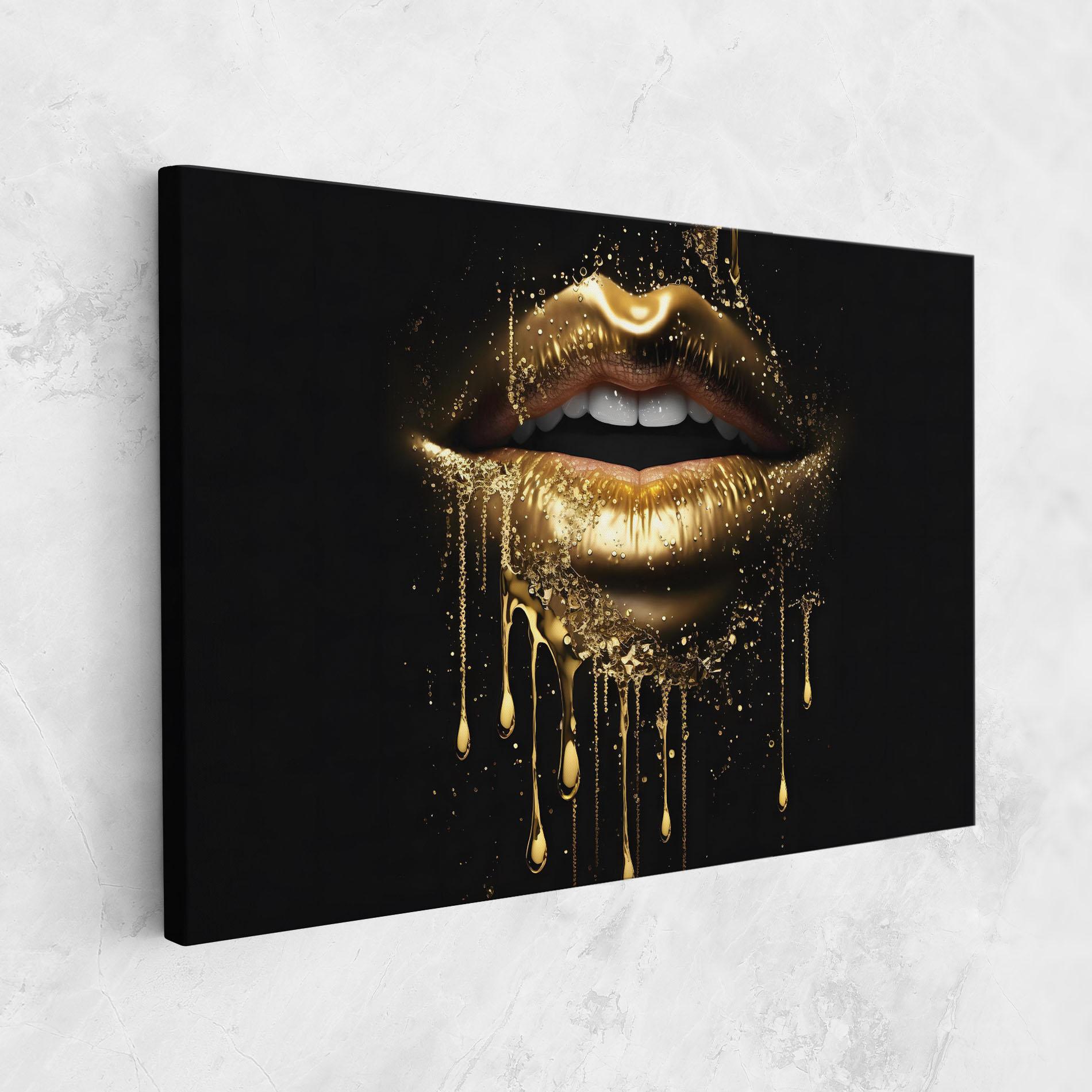 Leinwandbild Golden Luxury Lips mockup 1