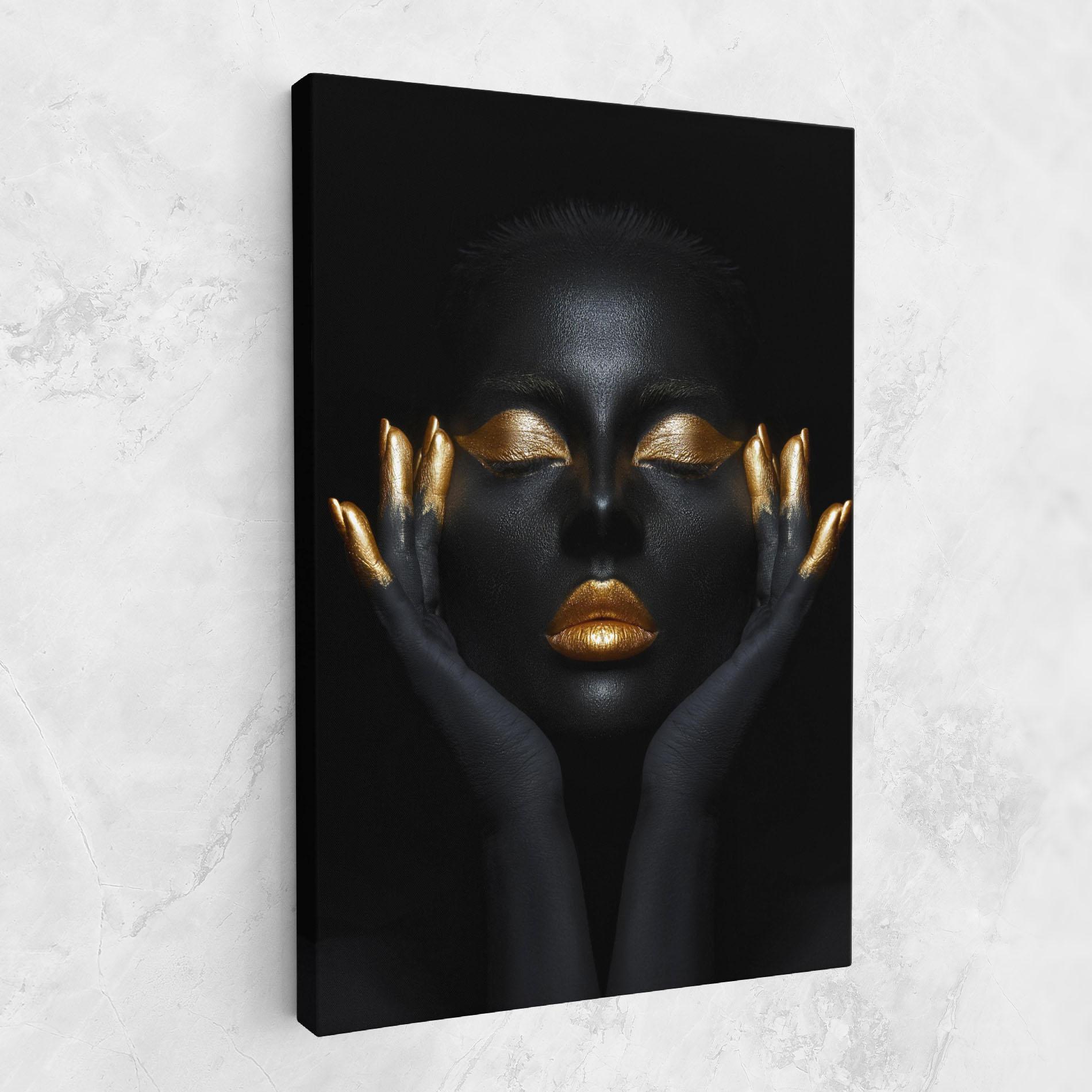 Leinwandbild Fingertips Gold Makeup mockup 1