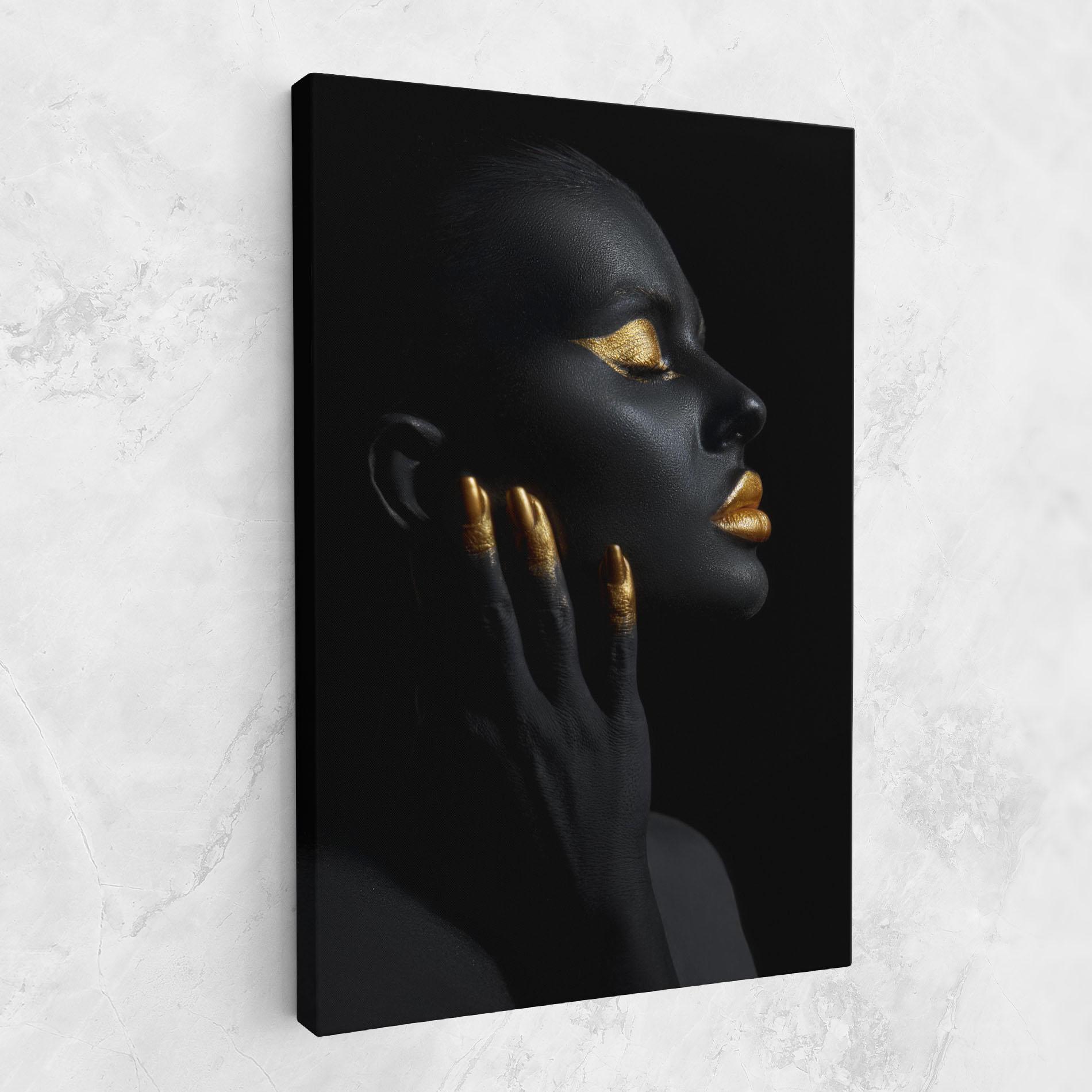 Leinwandbild Gold Black Paint mockup 1