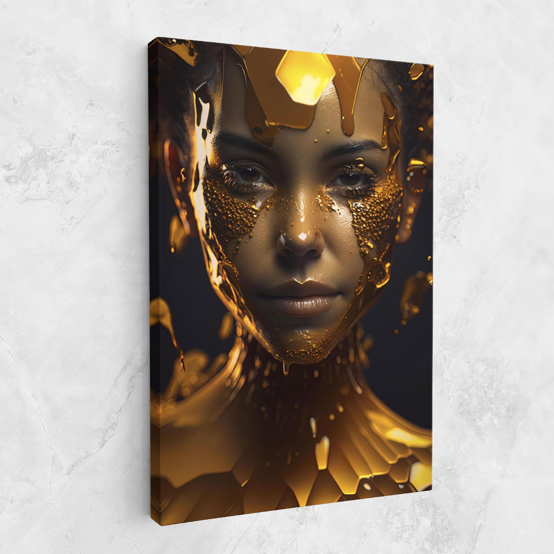 Leinwandbild Gold Honeycomb Girl mockup 1
