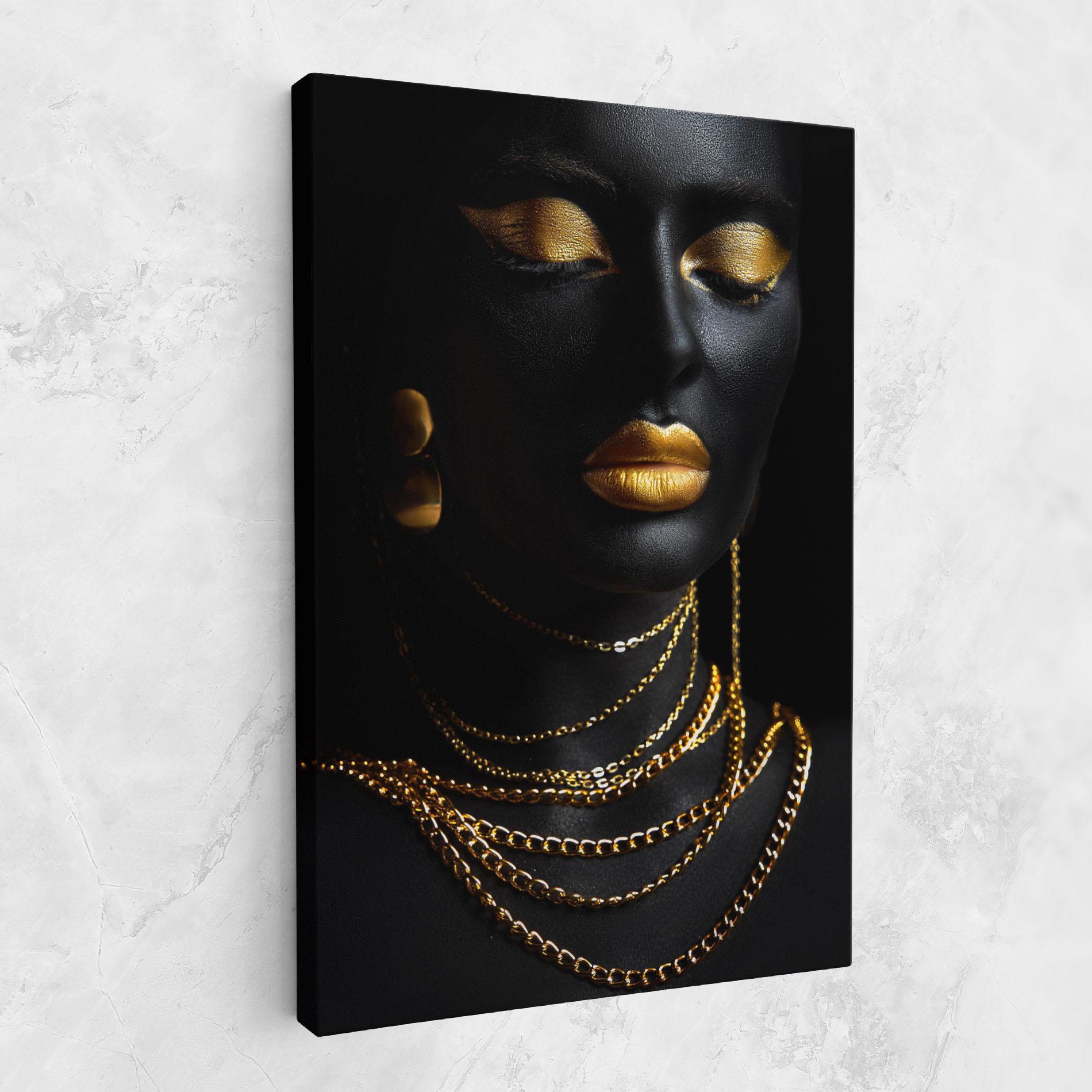 Leinwandbild Gold Makeup Lips mockup 1