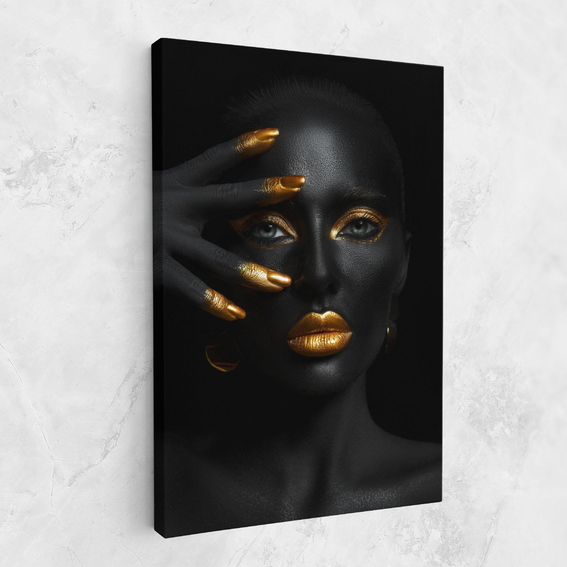 Leinwandbild Gold Makeup Nails mockup 1