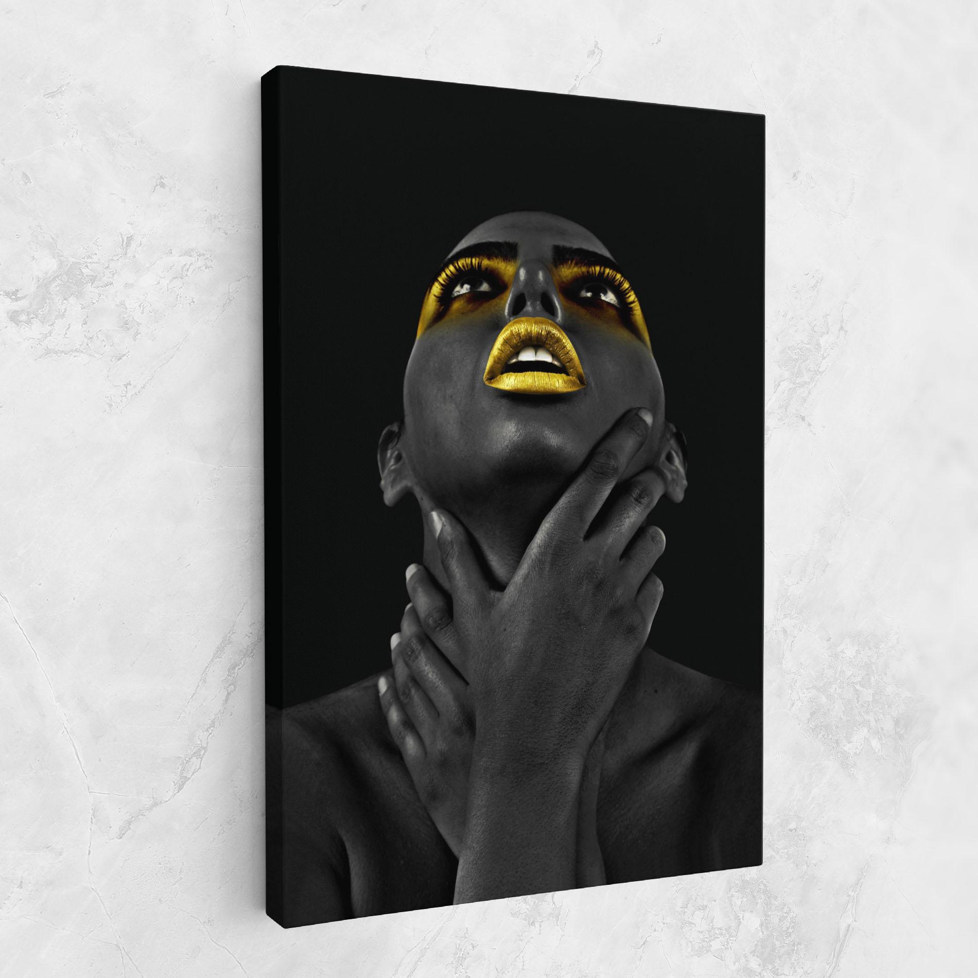 Leinwandbild Golden Lips Women mockup 1
