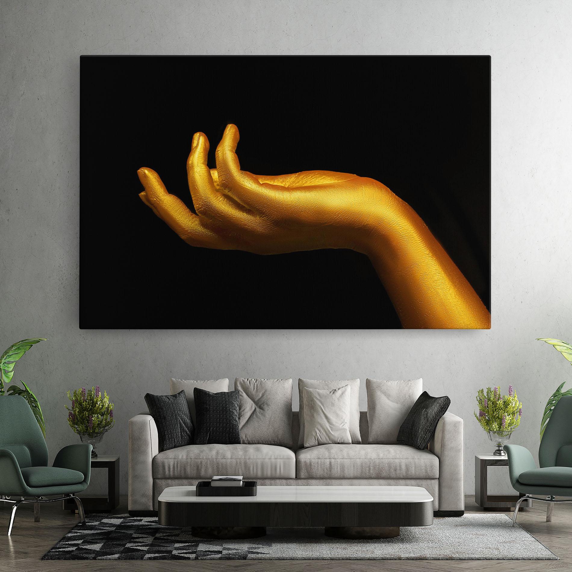 Leinwandbild Strong Gold Hand mockup 7