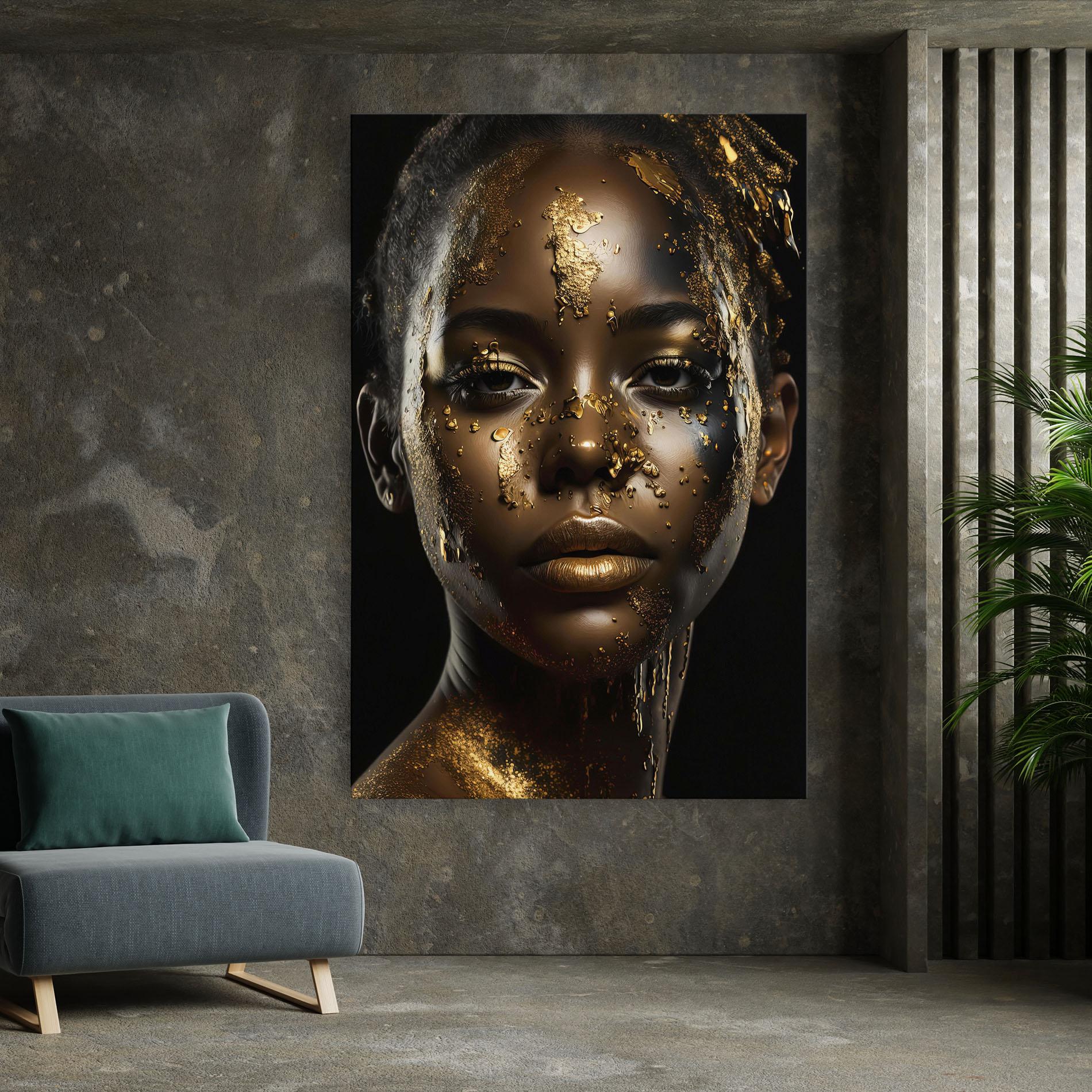 Leinwandbild Attractive Gold Woman mockup 7