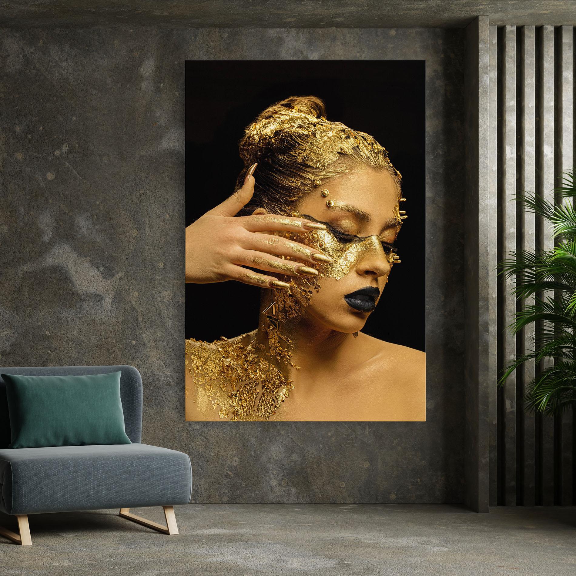 Leinwandbild Festive Golden Makeup mockup 7