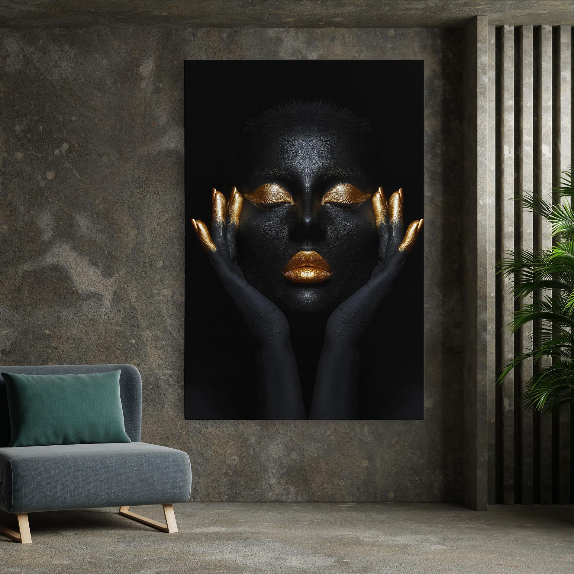 Leinwandbild Fingertips Gold Makeup mockup 7