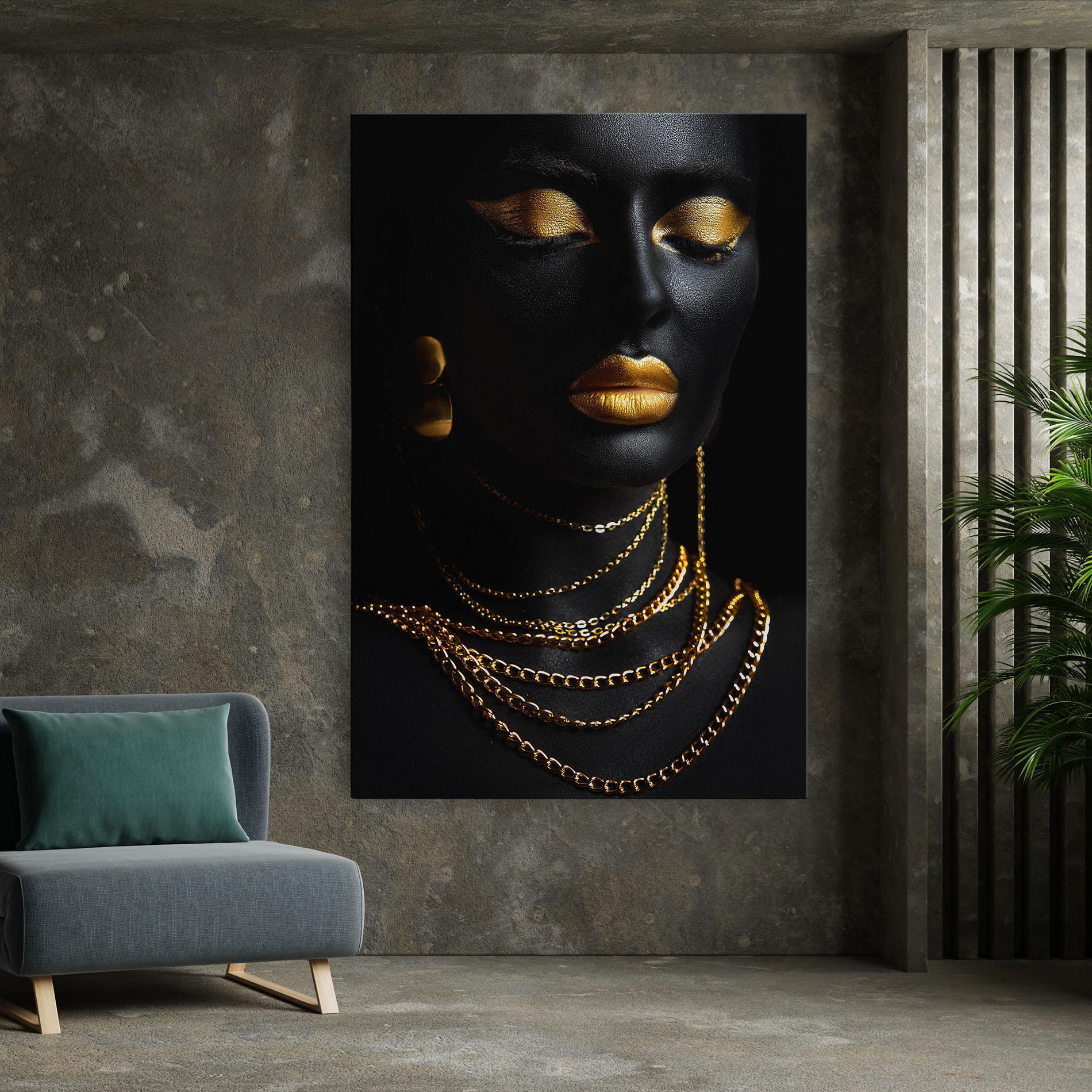 Leinwandbild Gold Makeup Lips mockup 7