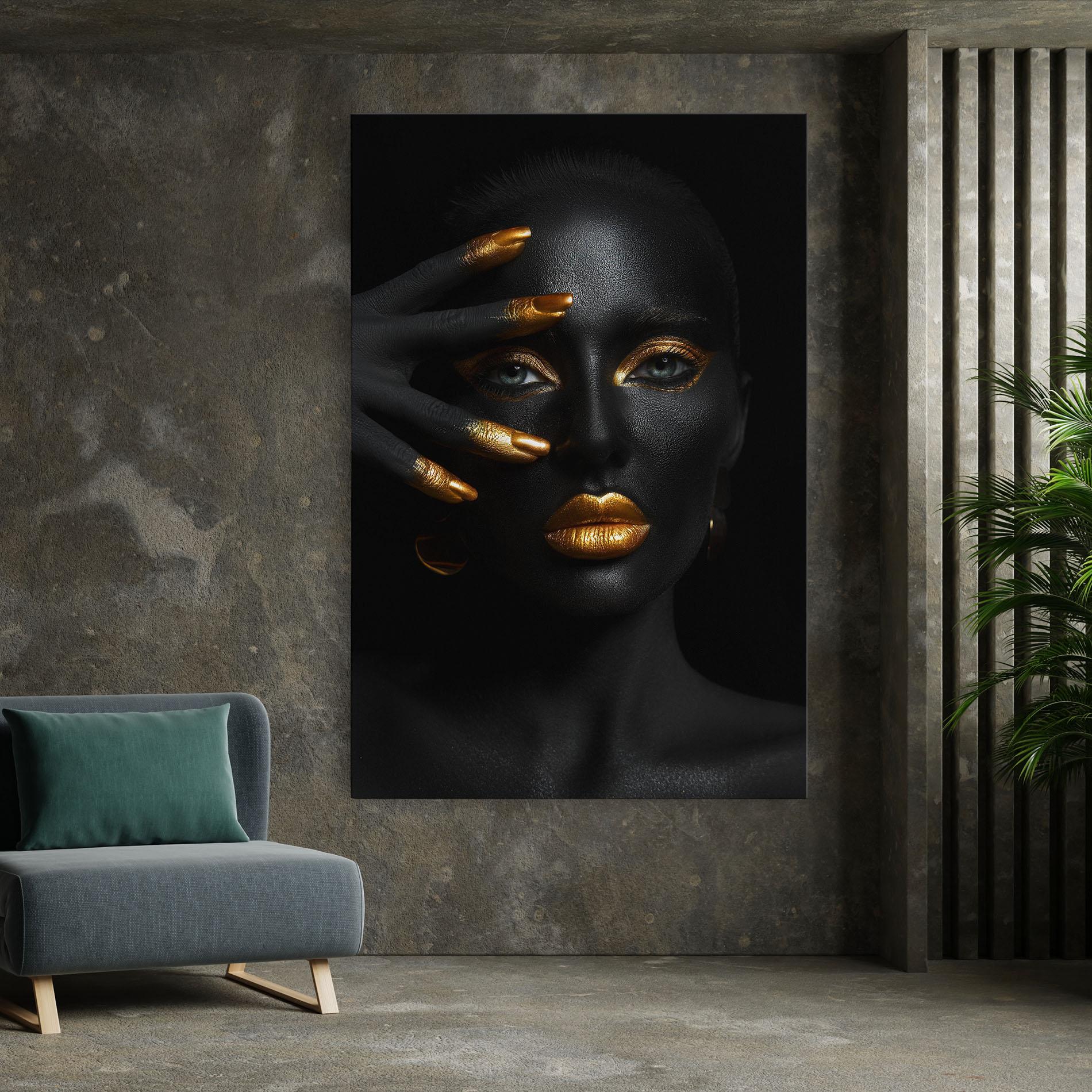 Leinwandbild Gold Makeup Nails mockup 7