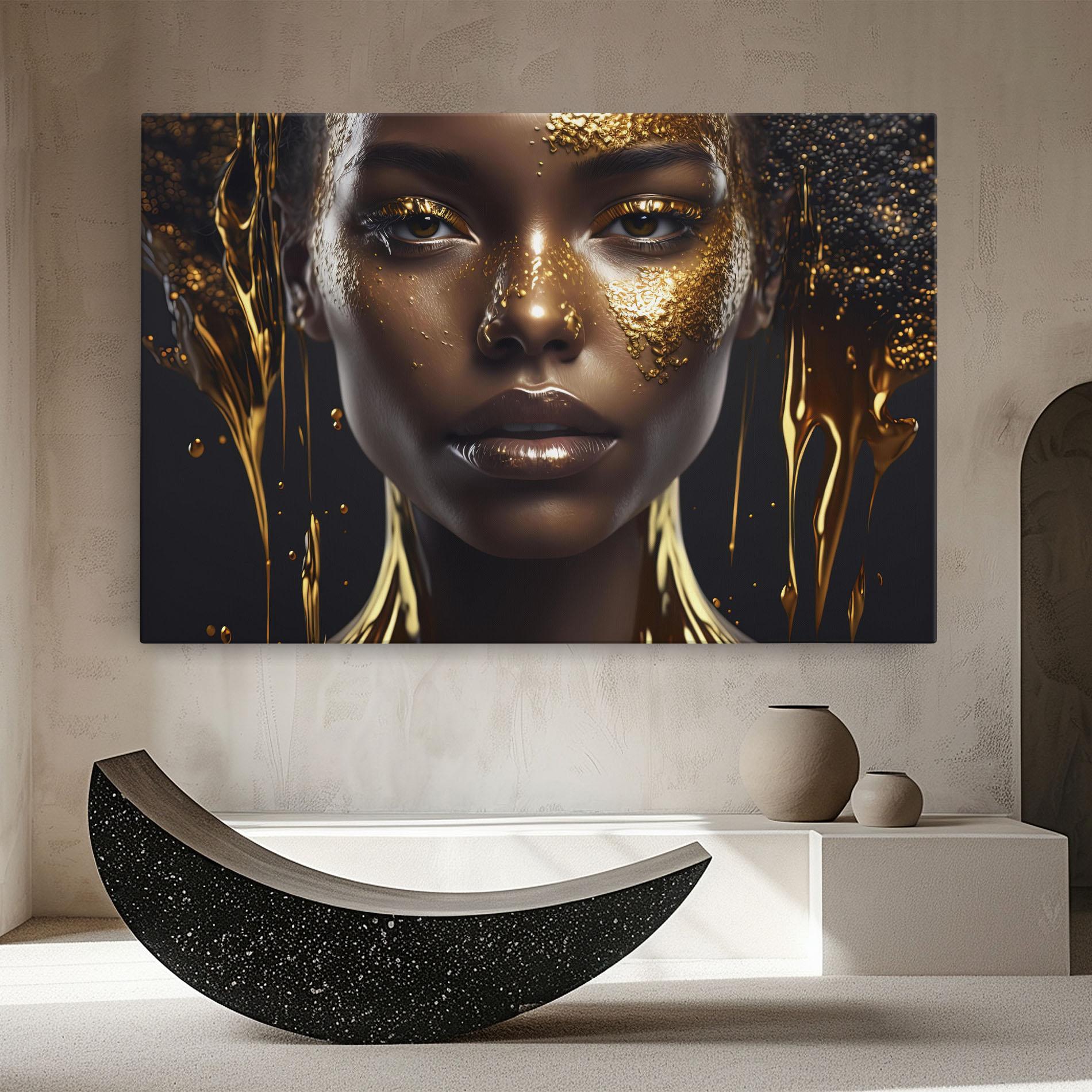 Leinwandbild Gold Portrait Falling mockup 8