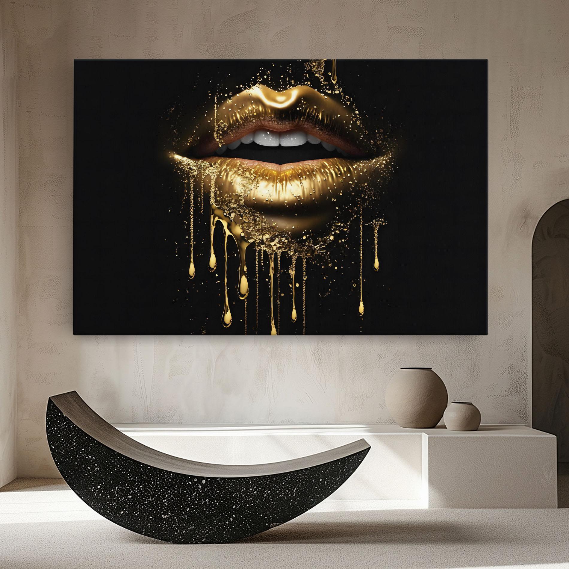Leinwandbild Golden Luxury Lips mockup 8