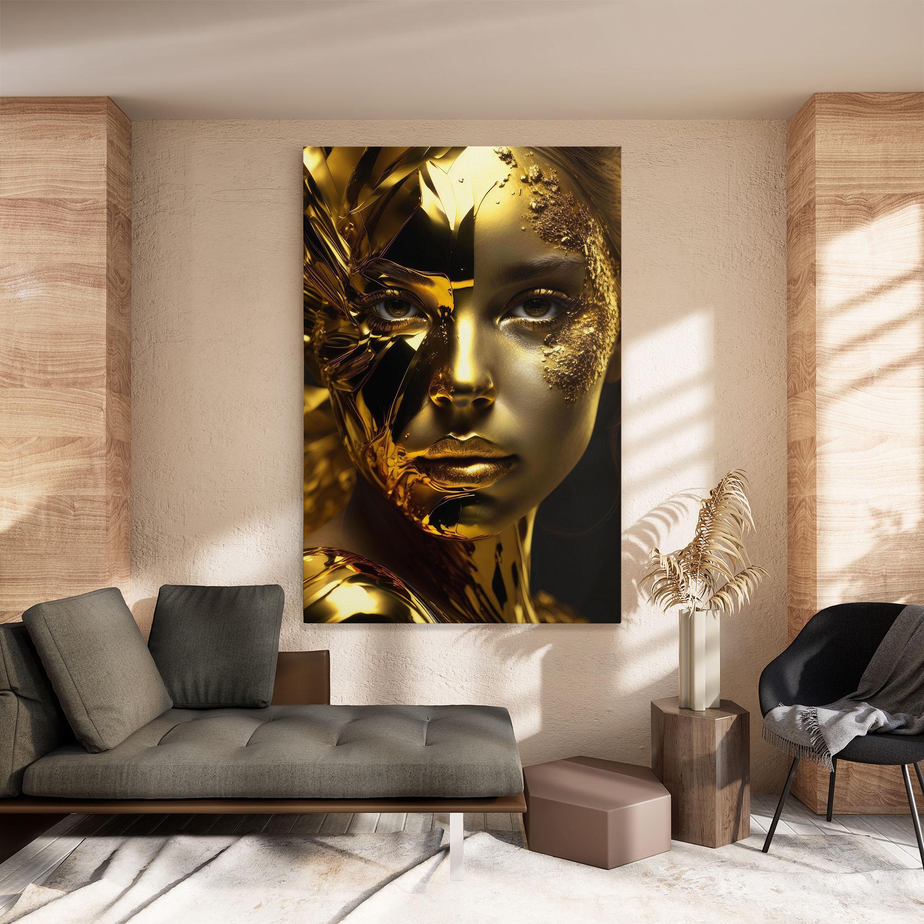 Leinwandbild Covered By Gold mockup 8